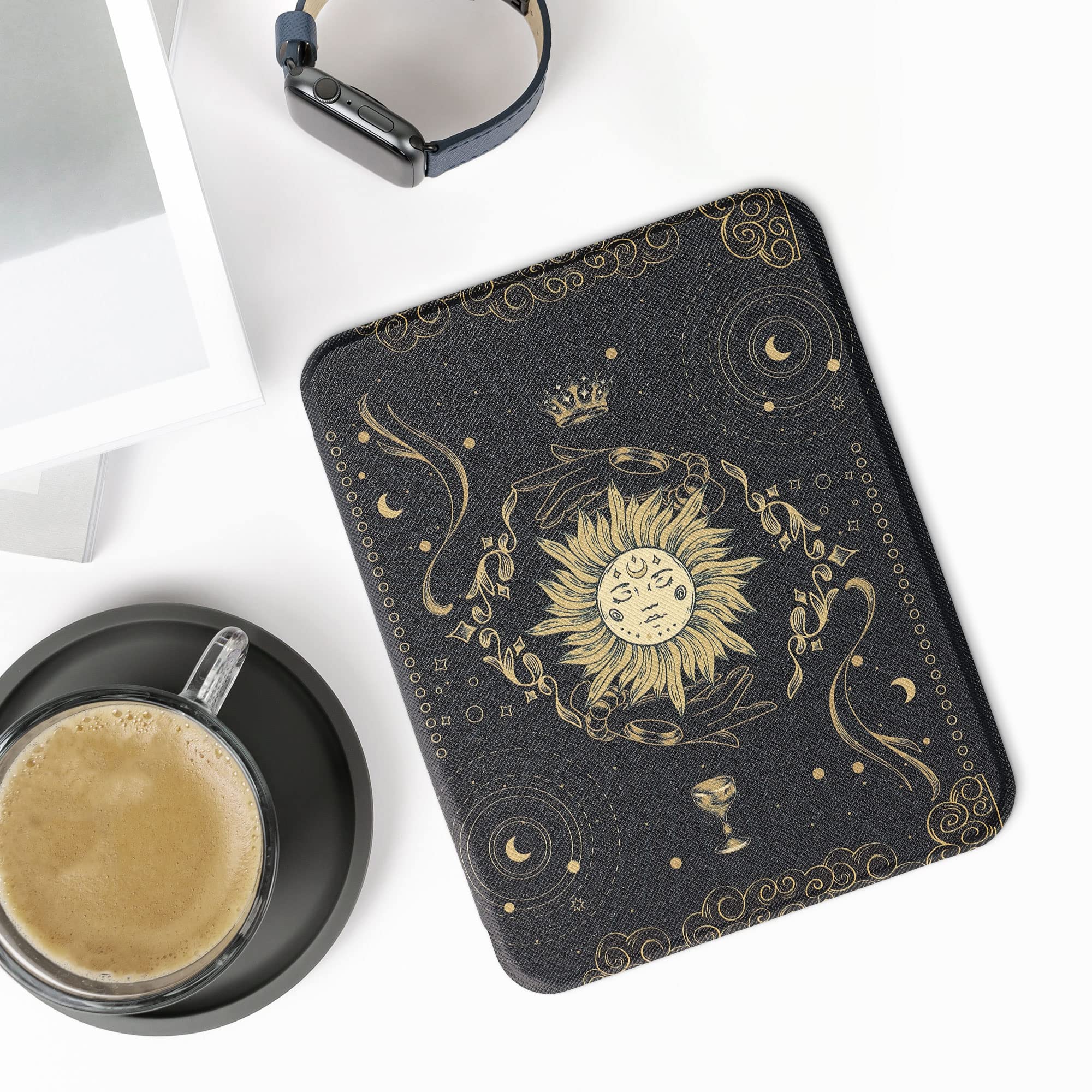 Kwmobile Case Compatible With Barnes & Noble Nook Glowlight 4 / 4E Case   Ereader Cover   Tarot Card Dark Blue/Yellow/Black