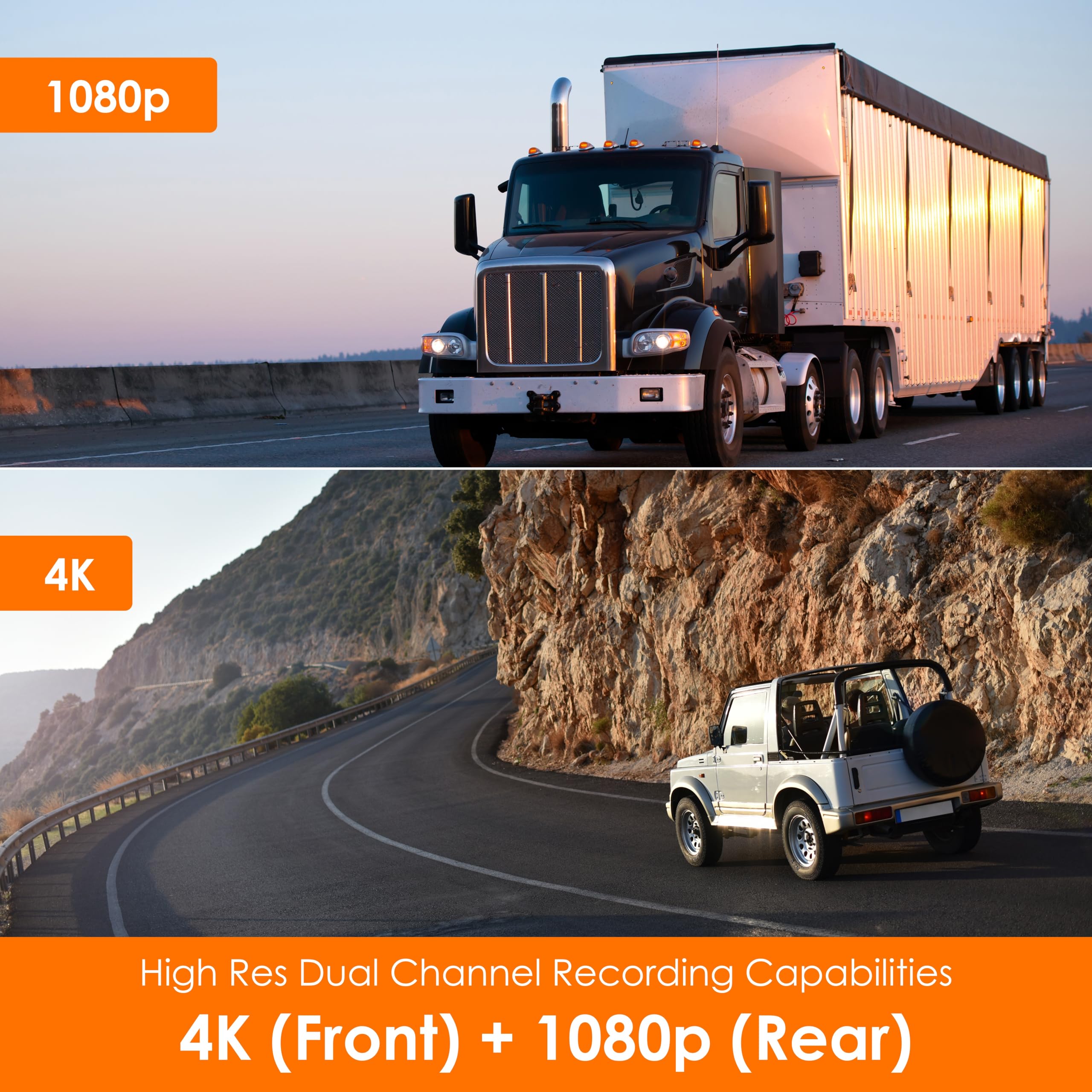 Rexingusa V1P Se 4K Dual Dash Cam W/Gps, Wi Fi & 2Pcs Cpl Filter | 512Gb Support | Front 2160P, Rear 1080P | 170 Angle | G Senso