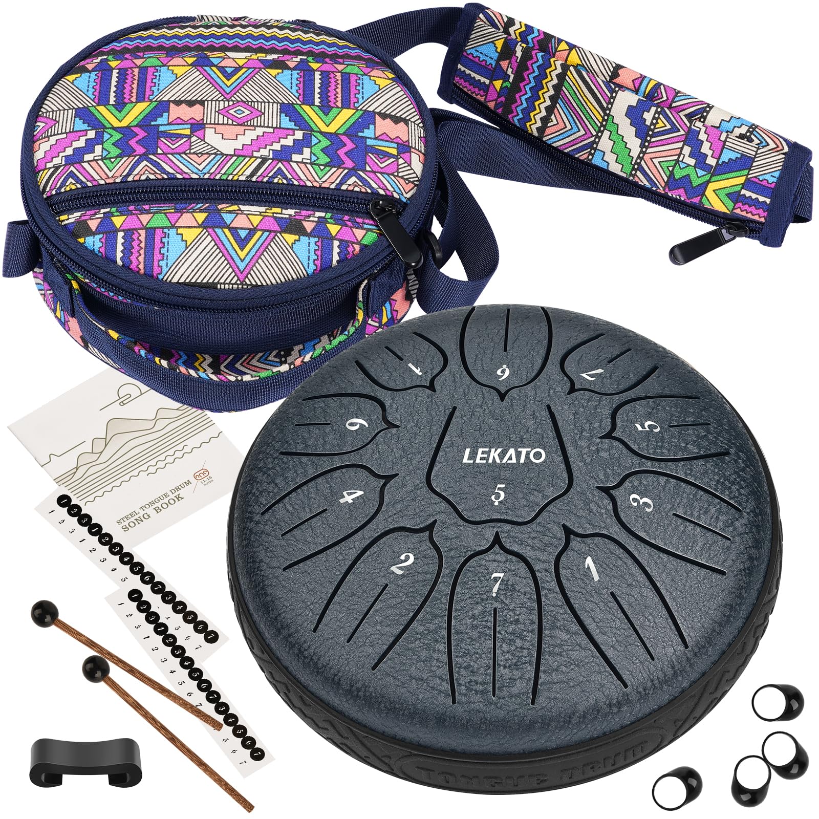 Lekato Steel Tongue Drum With Bag, 6 Inch 11 Notes Steel Drum Beginner Handpan Drum Percussion For Meditation Yoga Musical Educa