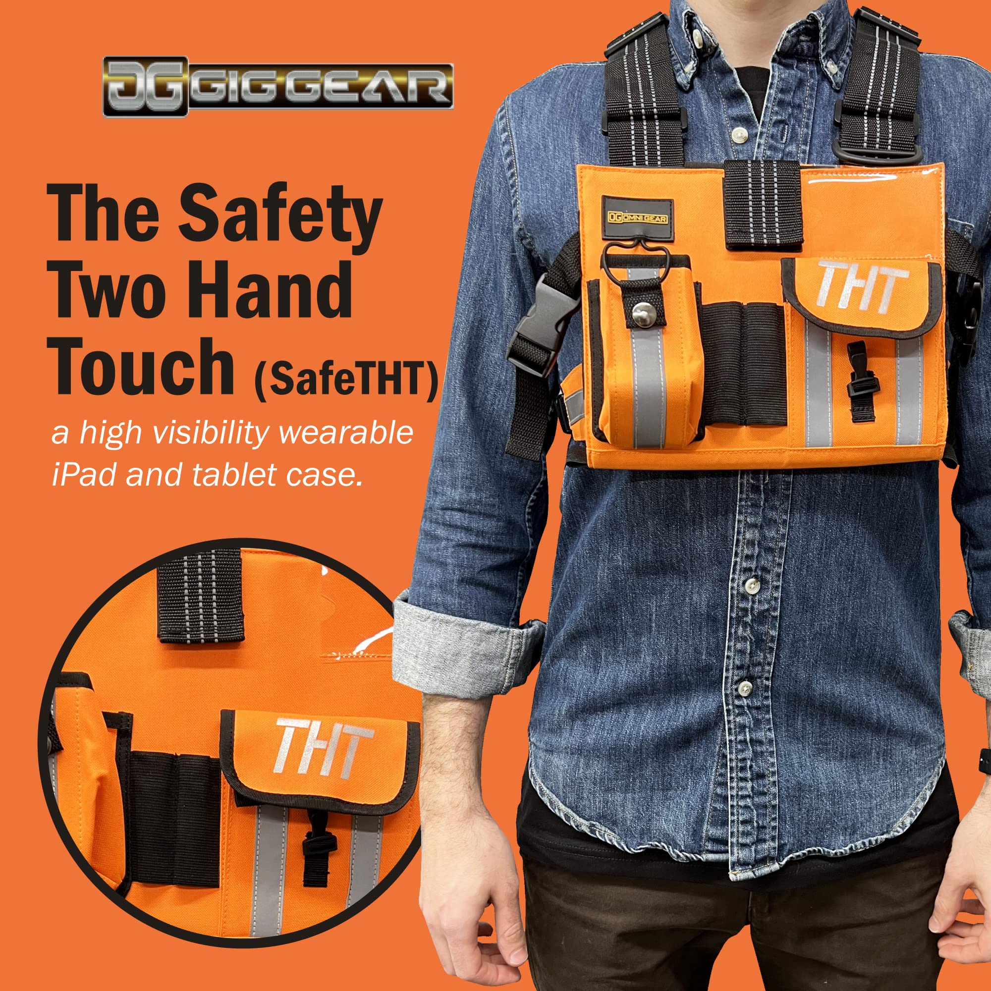 Gig Gear Two Hand Touch Tablet Chest Harness For Ipad & Samsung Tablets   Workplace Safety & High Visibility Tablet Carrier & Ha