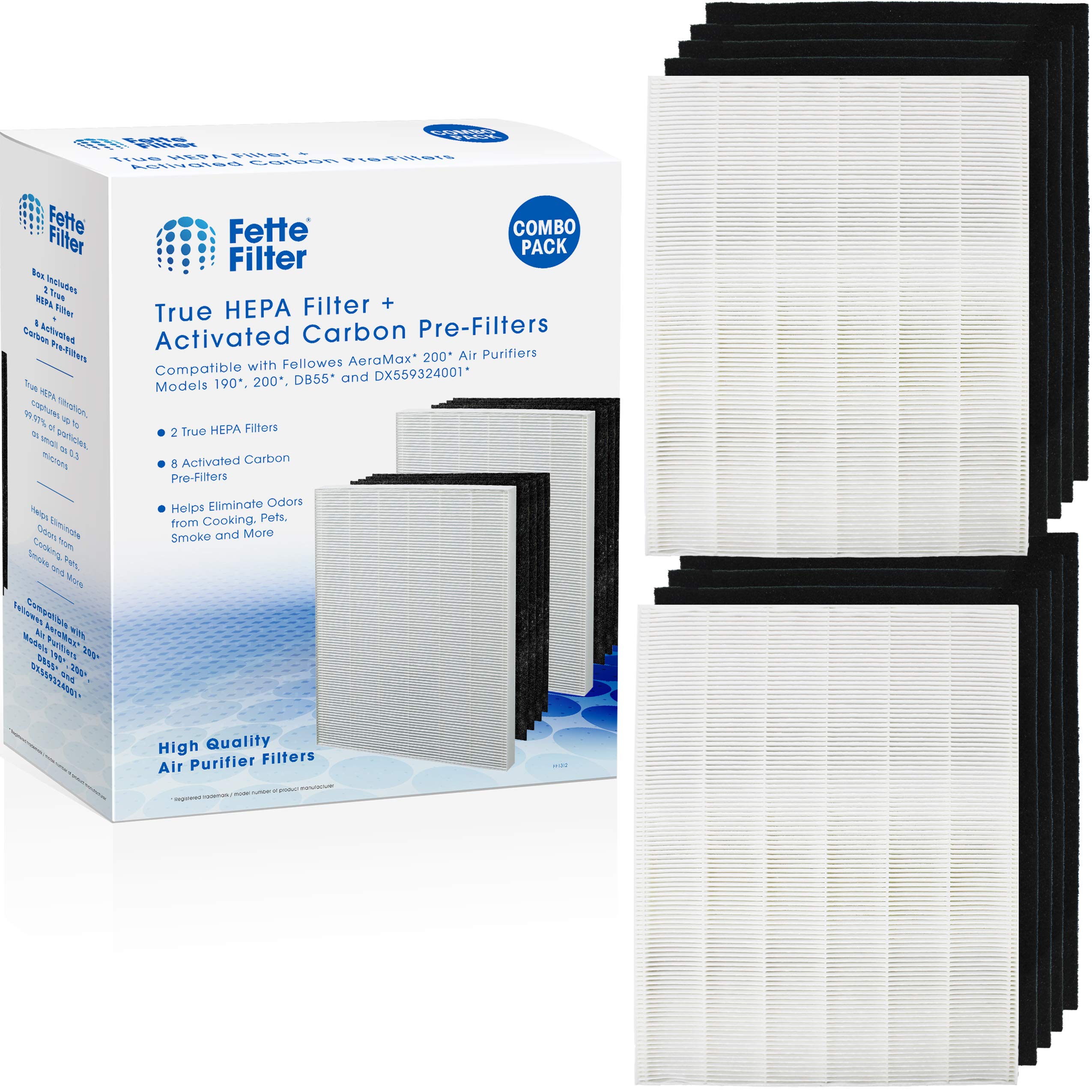 Fette Filter  Premium True Hepa H13 Filter Replacement Compatible With Fellowes Aeramax 190/200/Dx55 Air Cleaner Purifiers Part 
