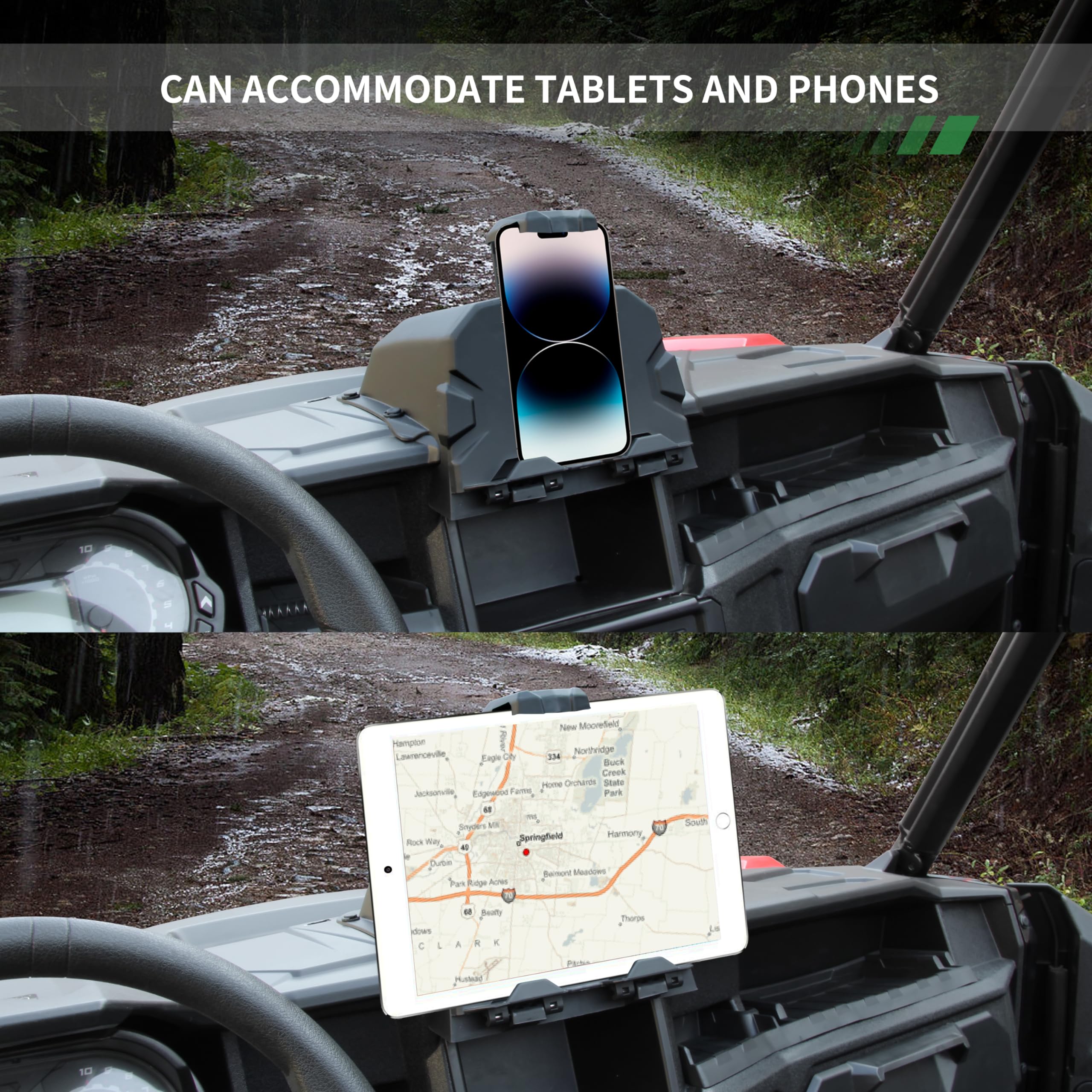 Utvsxpert Electric Device Tablet Holder For Polaris General 1000 16-23, Gps Phone Mount Storage Box Tablet Organizer Tray For Po