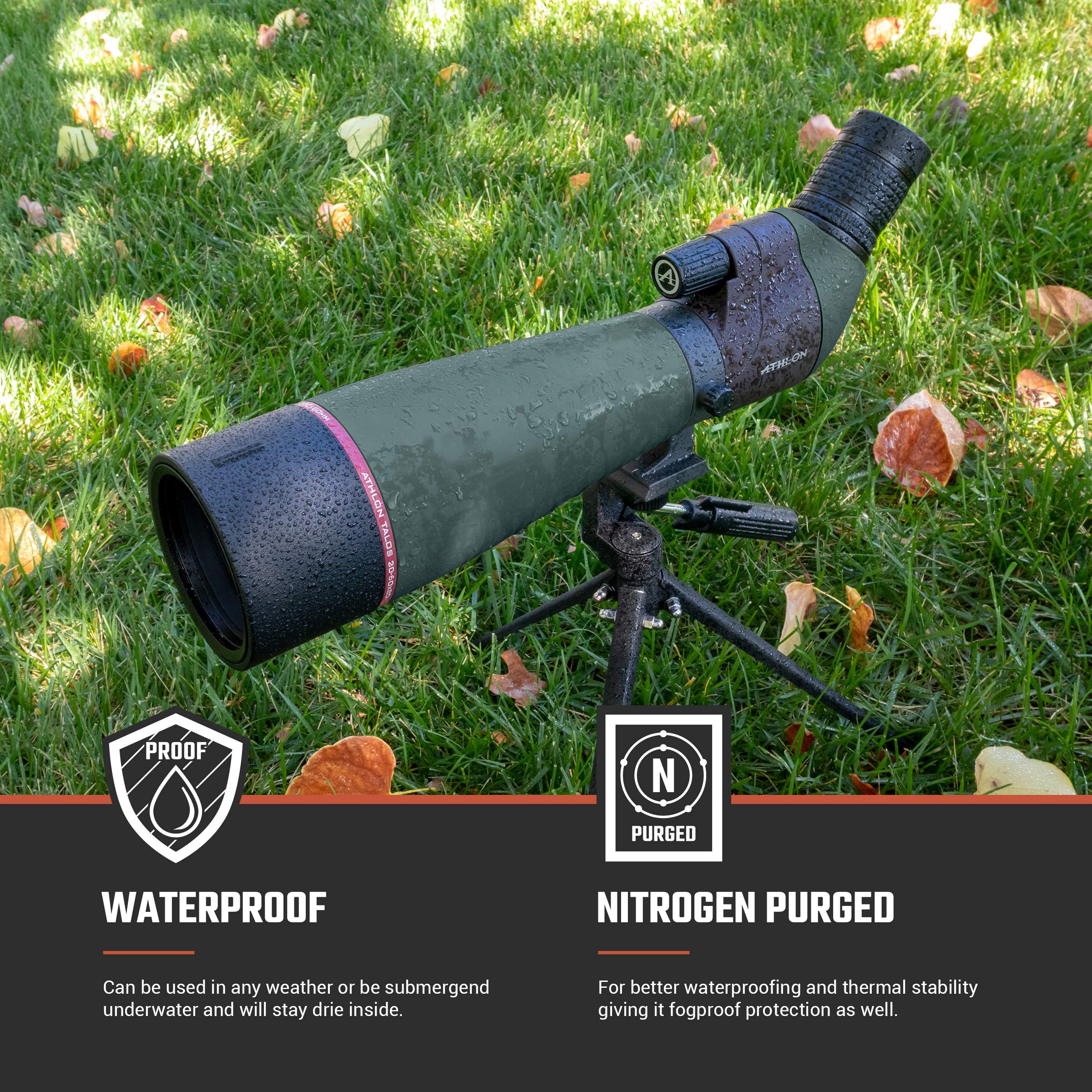 Athlon Optics Talos 20-60X80 Spotting Scope - Straight, Charcoal Grey