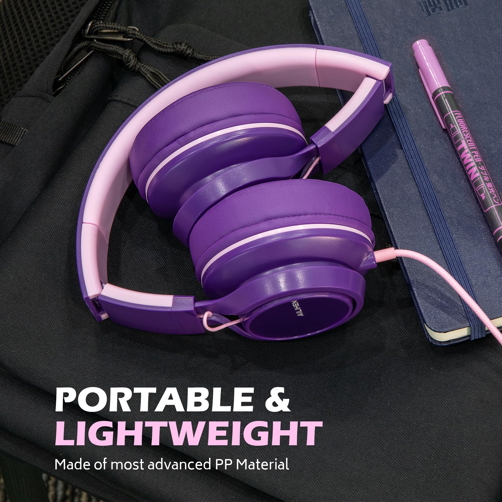 Ailihen C8 Girls Headphones, On Ear Headphones Wired With Microphone And Volume Control Foldable Corded Stereo 3.5Mm Headset For