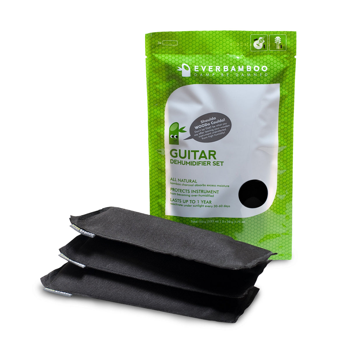 Ever Bamboo Guitar Dehumidifier Bag Set W/Bamboo Charcoal (3 50 G)