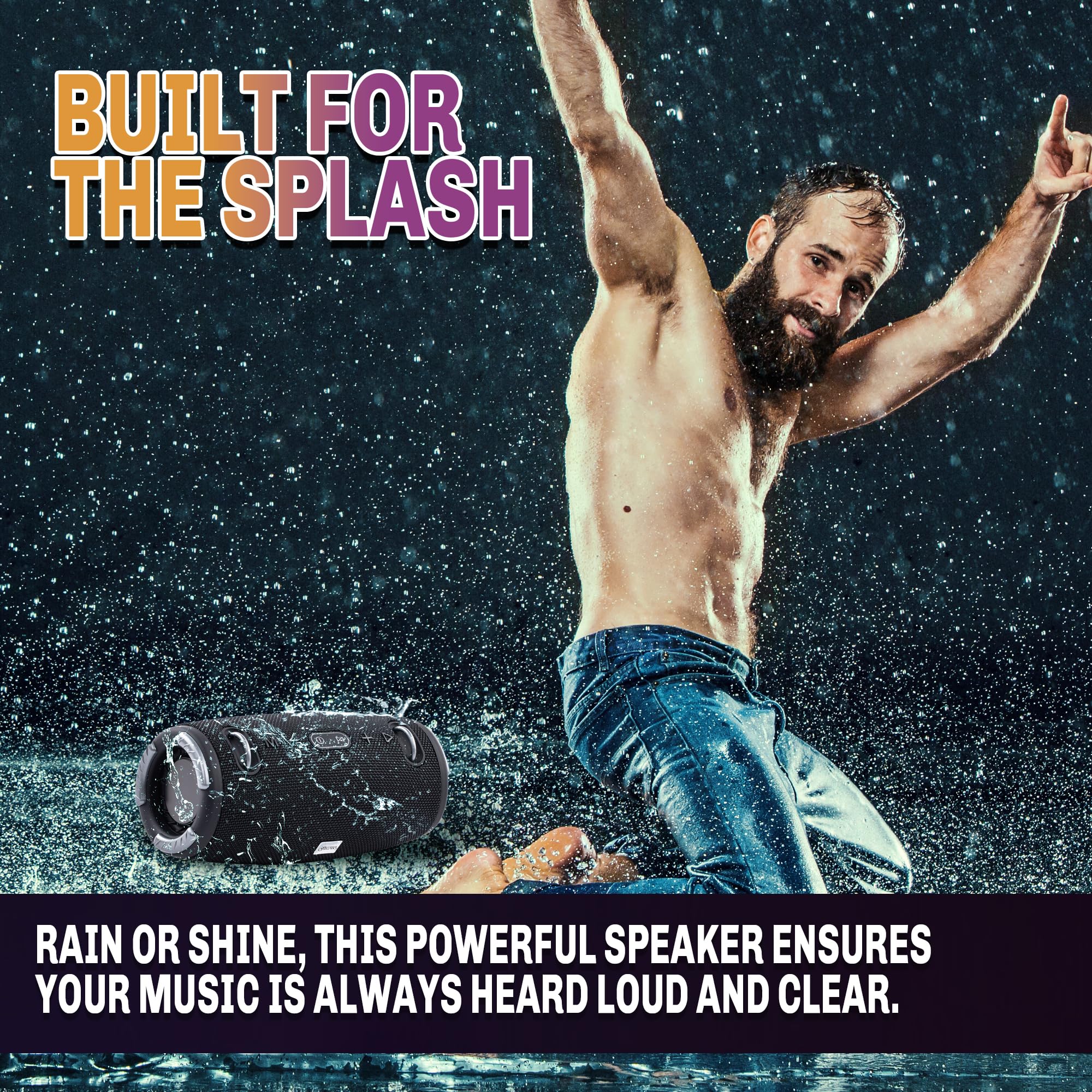 Santana By Carlos Santana Bluetooth Speaker  Effortlessly Portable True Wireless Stereo, Splash Proof Design, Up To 24 Hours Playtime, Dynamic Sound, Integrated Controls | Ligero | Black