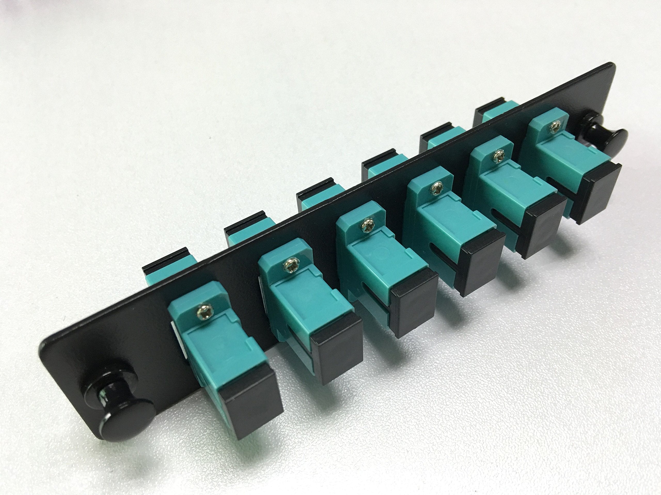 RiteAV LGX Footprint SC Adapter Panel, 6 Ports, Loaded w/6 SC OM3 10Gig Simplex Adapters, Black