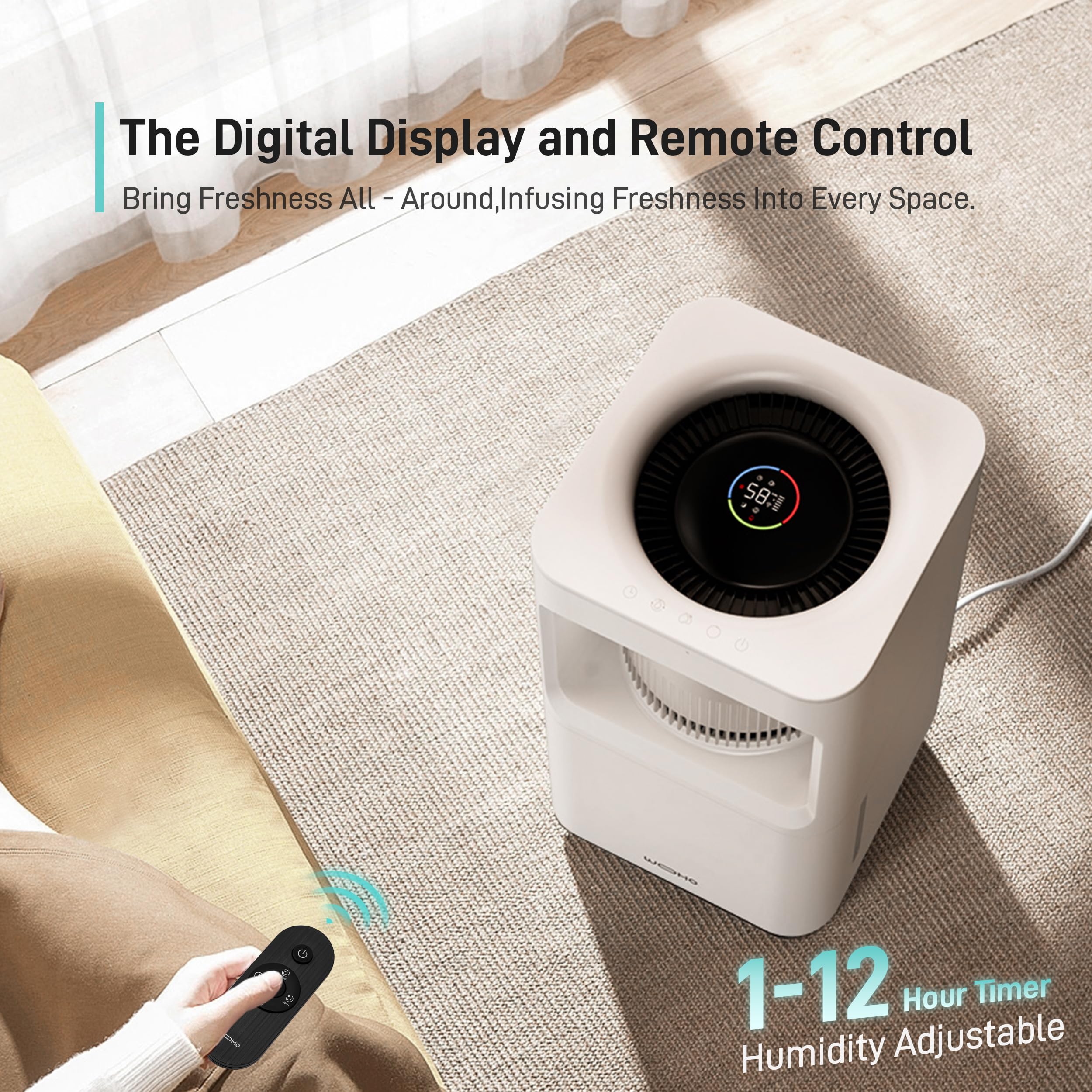 Wooohoo Evaporative Humidifier For Bedroom, 2.11Gal/8L Quiet Humidifiers Large Room With Sleepytime, Aroma Diffuser, 6 Speeds, T