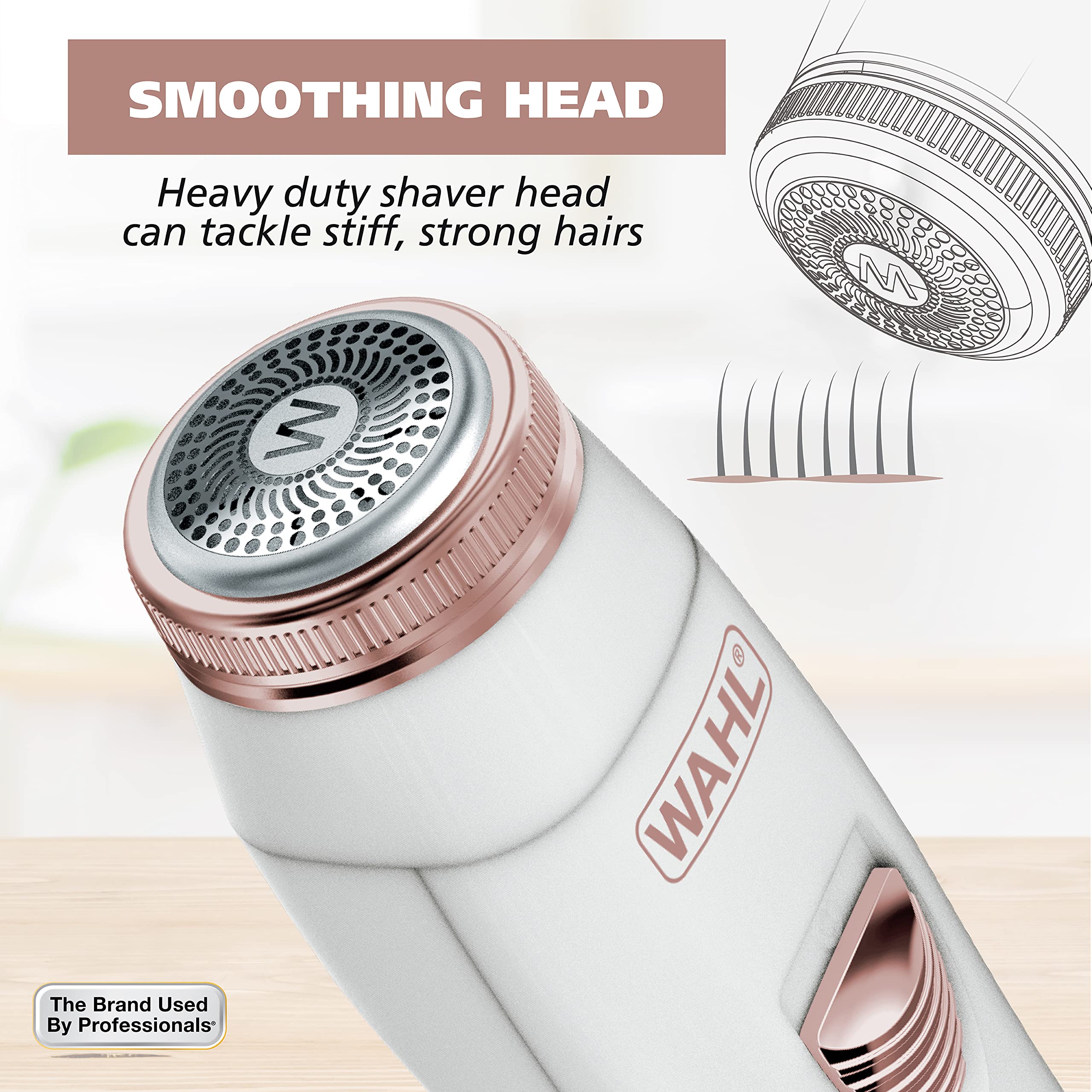 Wahl Clean & Smooth Rechargeable Facial Hair Shaver for Women, Compact Travel Size, White - Model 9865-2801V