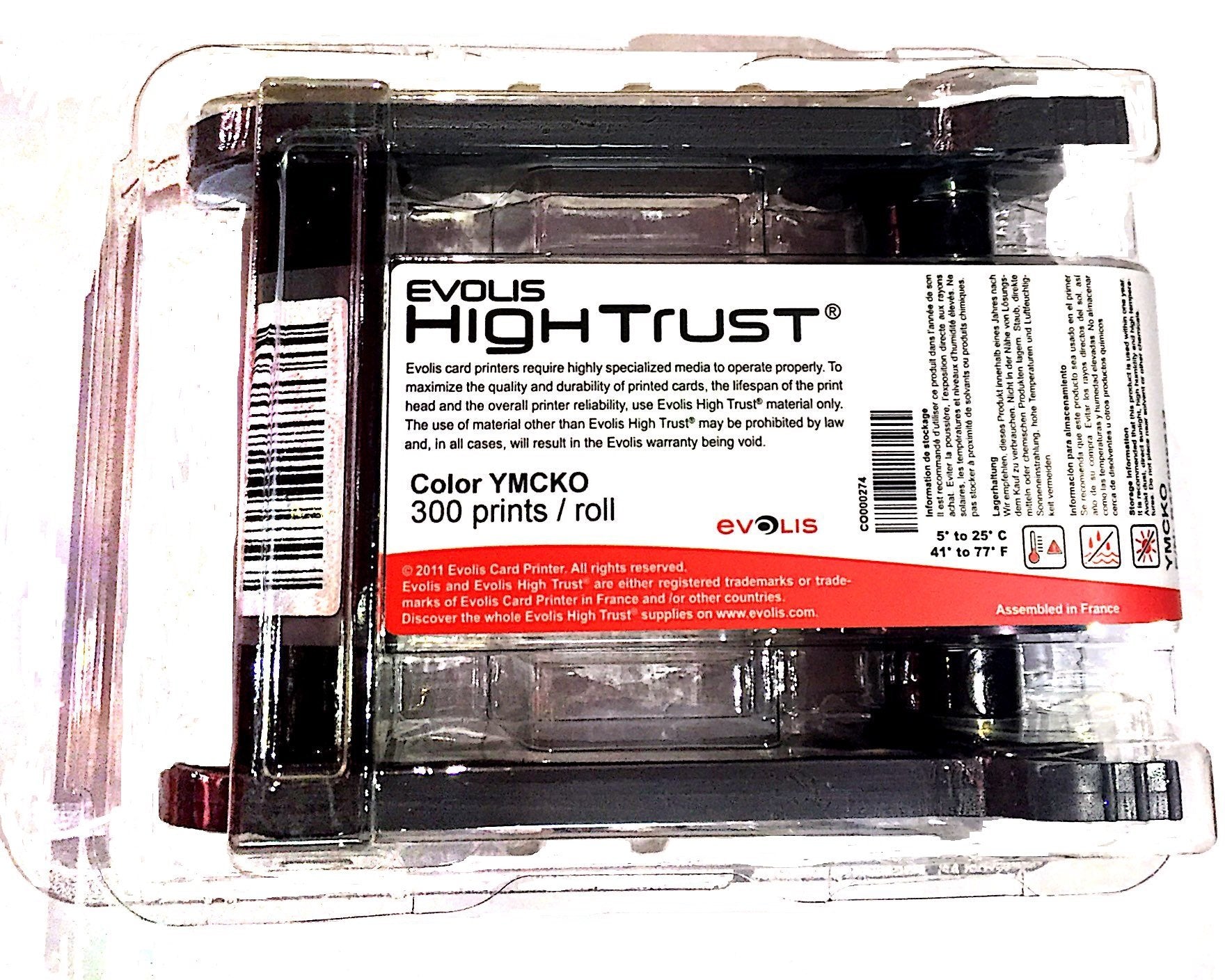 Evolis R5F008Aaa Consumables, Ymcko Color Ribbon, Primacy Compatible, 300 Prints, 1 Roll