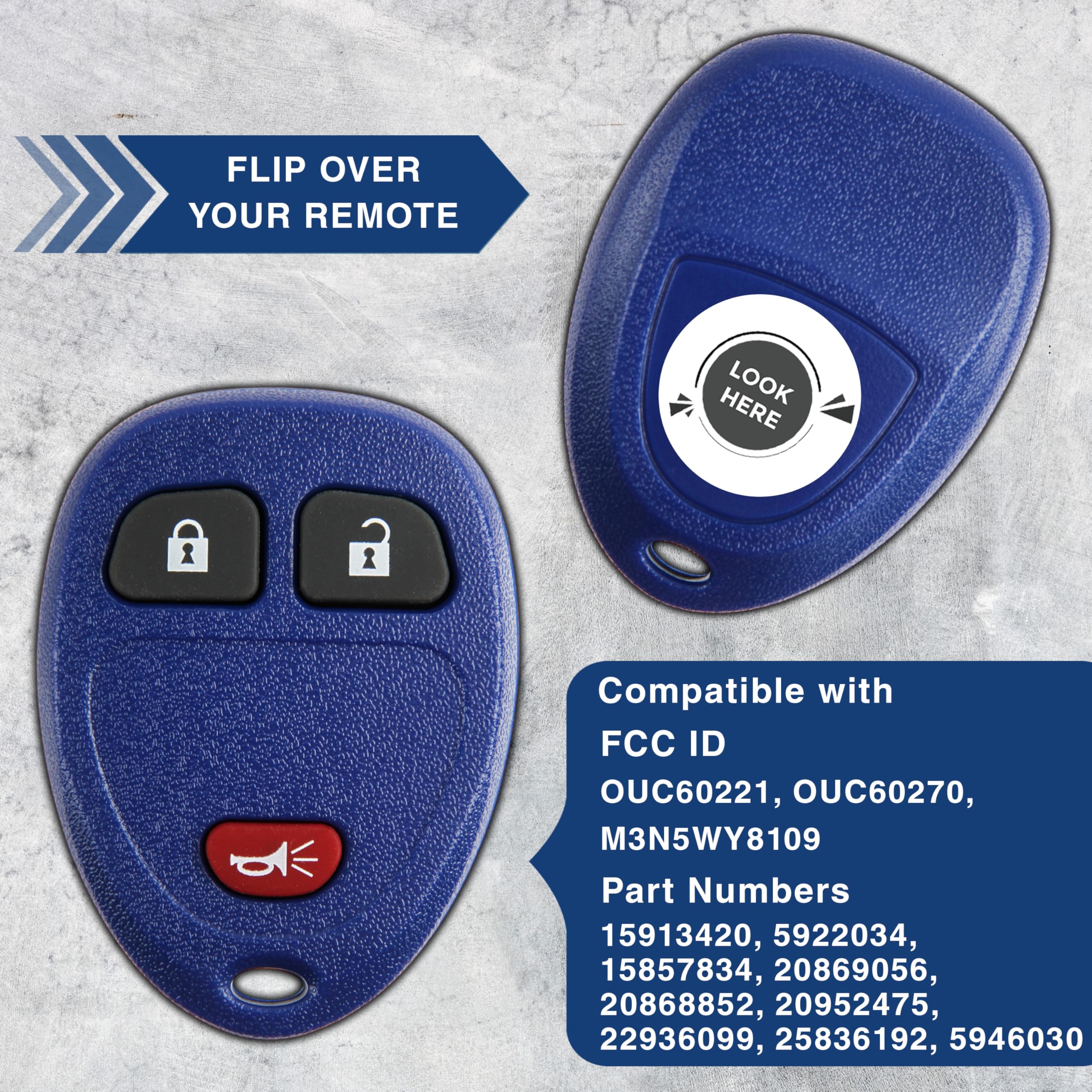 Keylessoption Keyless Entry Remote Control Car Key Fob Replacement For 15913420 Blue