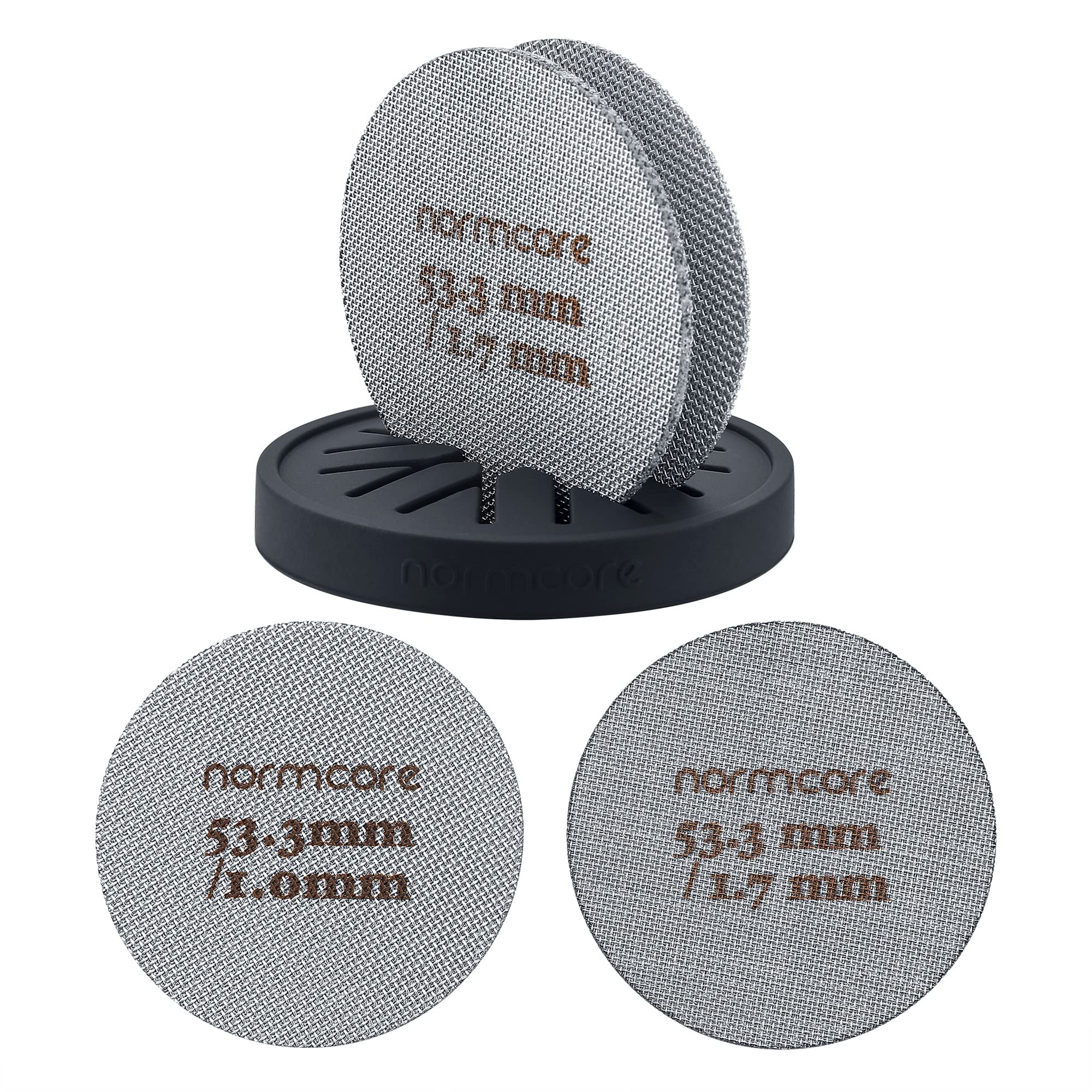 Normcore 2 Packs 53.3Mm Puck Screen With Stand   Reusable Contact Shower Screen With Silicone Holder   1.7Mm / 1.0Mm Thickness 1