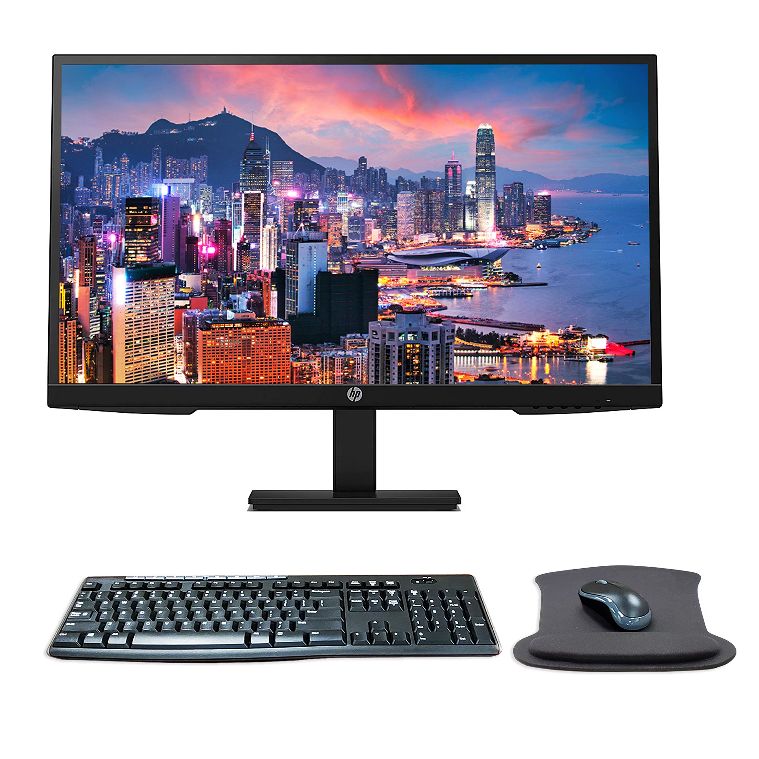 Hp P27H G4 27 Inch Fhd Ips Led-Backlit Lcd Monitor Bundle With Hdmi, Blue Light Filter, Mk270 Wireless Keyboard And Mouse Combo,