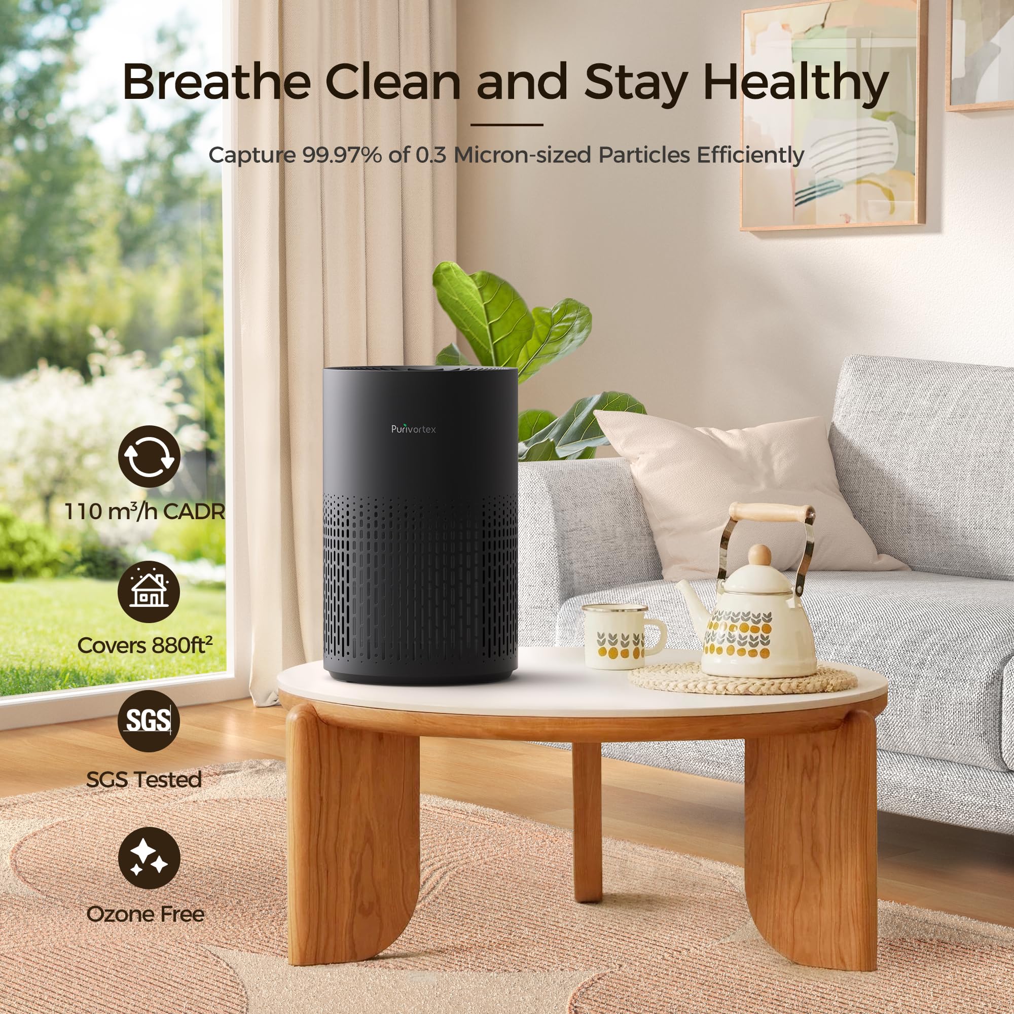 Air Purifiers For Bedroom, H13 True Hepa Filter For A11Ergies, Pollen, Smoke, Dusts, Pets Dander, Odor, Hair, Ozone Free, 20Db Q