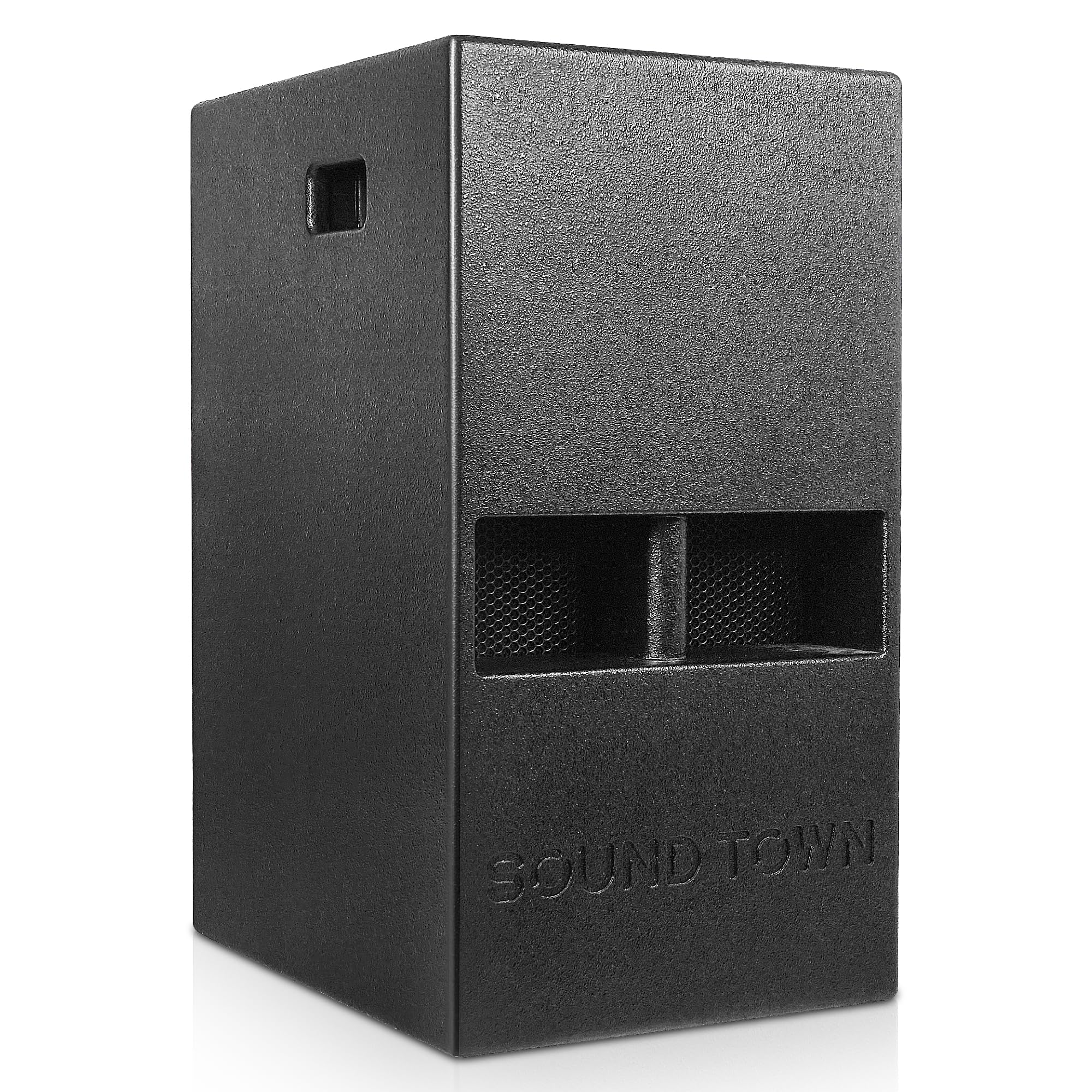 Sound Town 1400 Watts 12' Powered Pa/Dj Subwoofer 2.1 Channel W/ 2 Speaker Outputs, Folded Horn Design, Built In Mixer, Plywood, Black (Carpo M12Ds)
