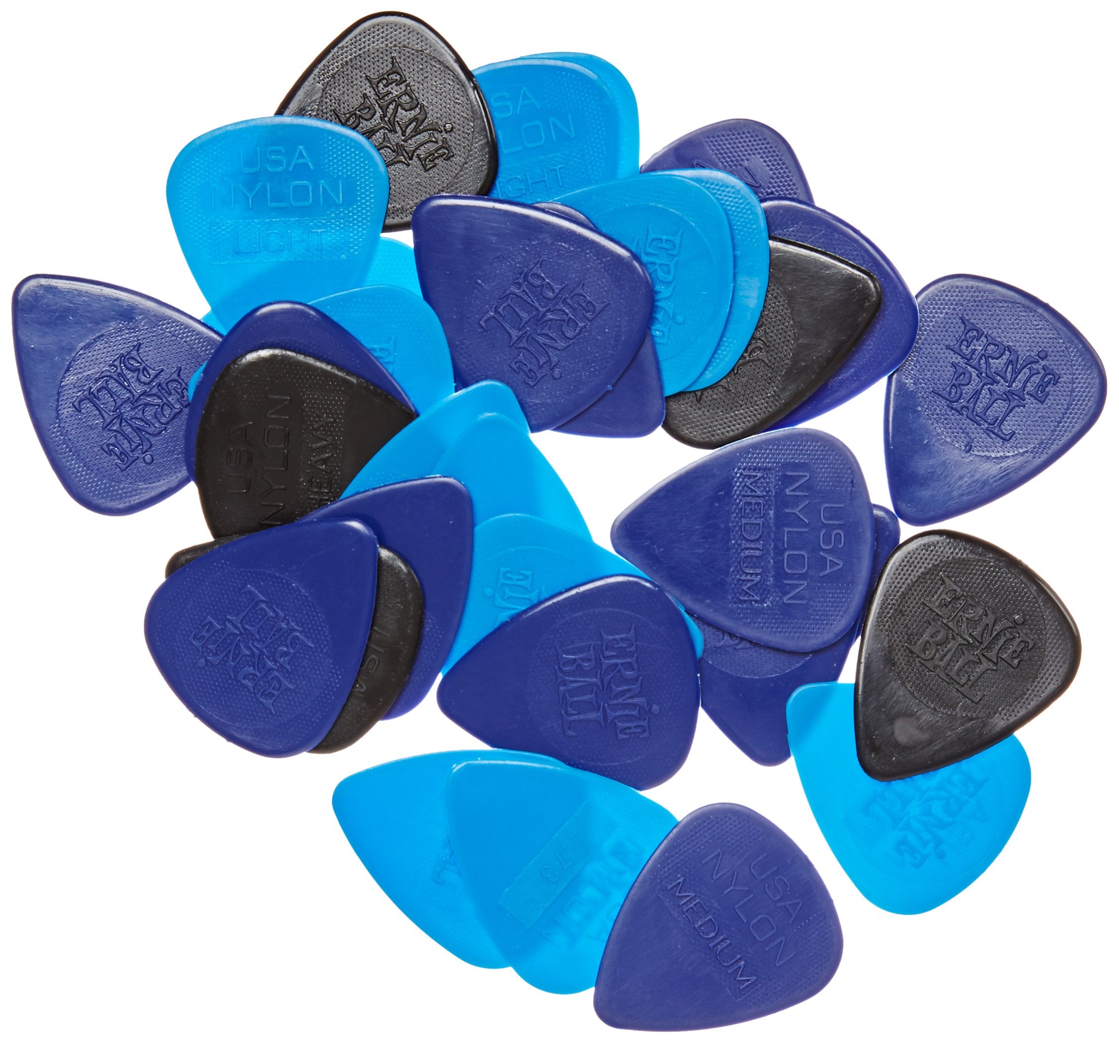 Ernie Ball Nylon Guitar Picks, Mixed Thin/Medium/Heavy, 50 Pack (P09133)