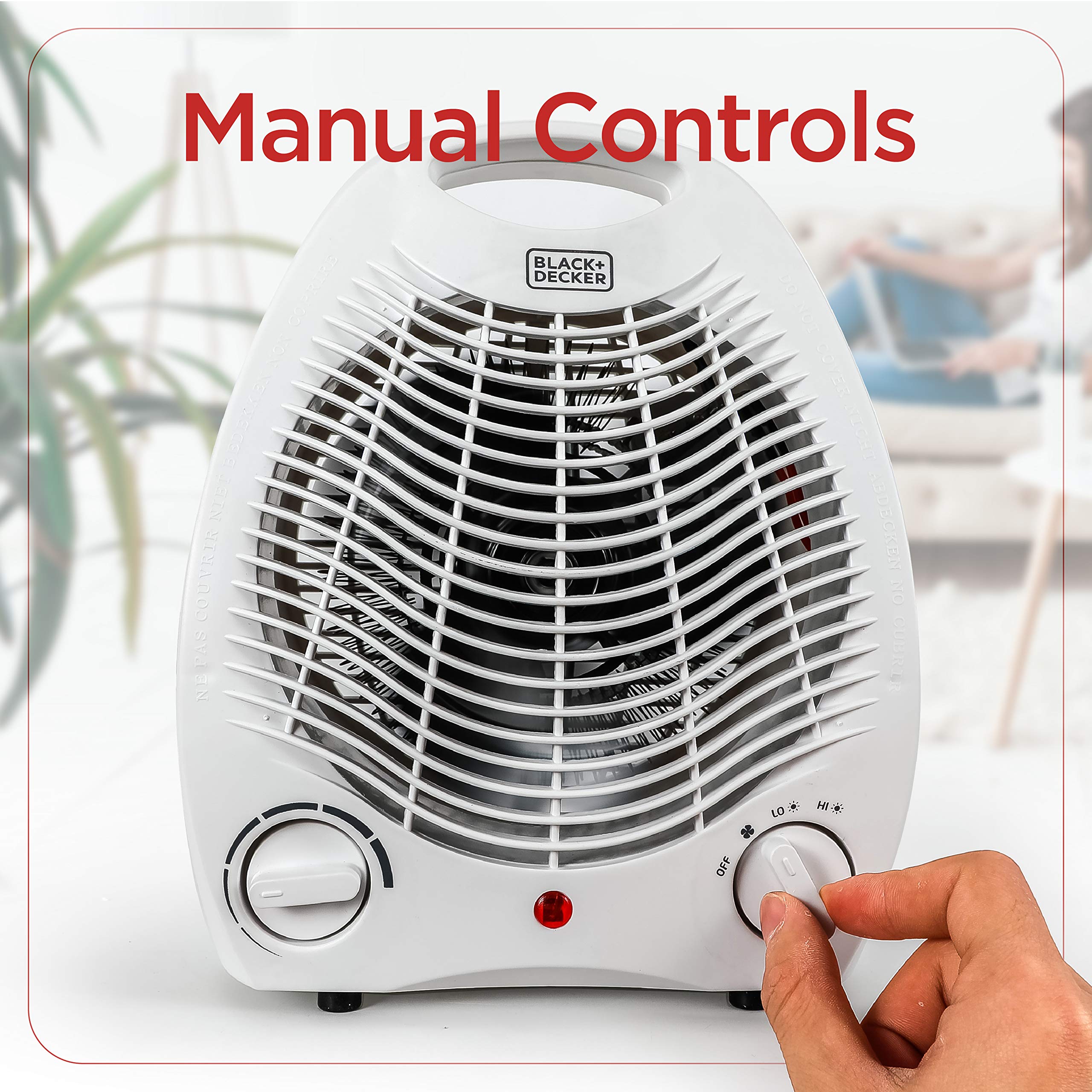 Black+Decker Space Heater, For Office Desk, Home Office & Portable Desk, Personal Heater With 3 Settings, Desk Heater With Adjus