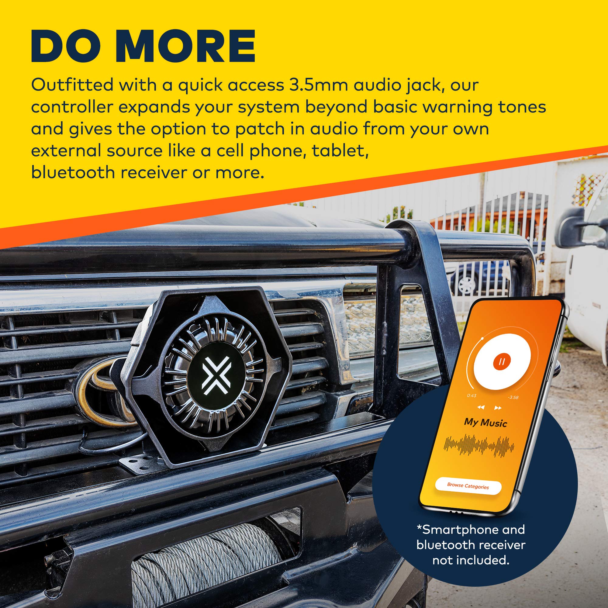 Lamphus Thunderwave 100W Emergency Police Siren Speaker Kit [Remote Control][2X15A Aux Light Switch][Hands Free Air Horn][Radio Broadcast] 12V Warning Pa System For Emergency Vehicle Pickup Truck Utv