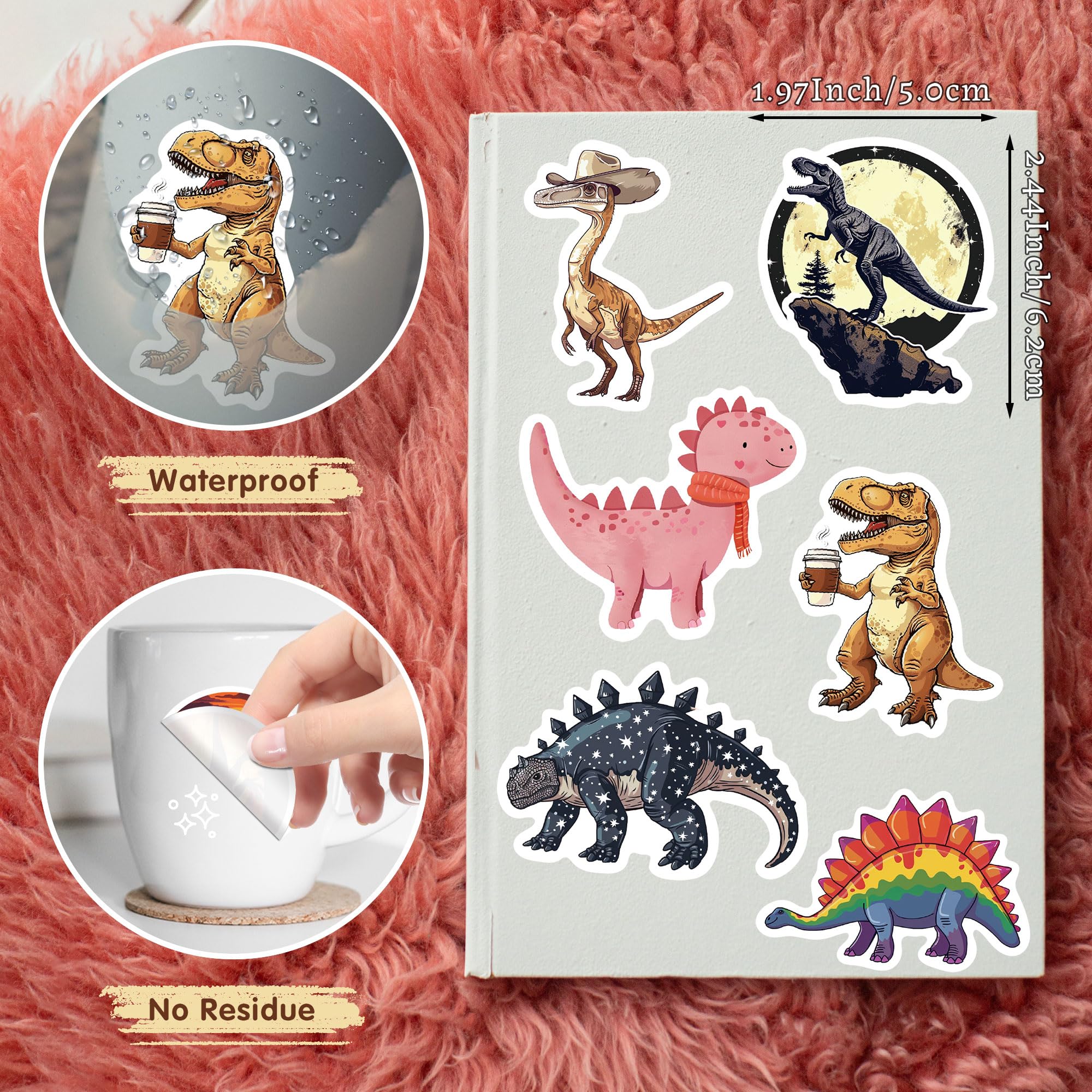 102 Pack Cute Dinosaur Stickers For Kids,Dino Stickers For Stationery,Luggage,Teaching Rewards,Dinosaur Party Favors Vinyl Waterproof Stickers For Water Bottles,Laptop