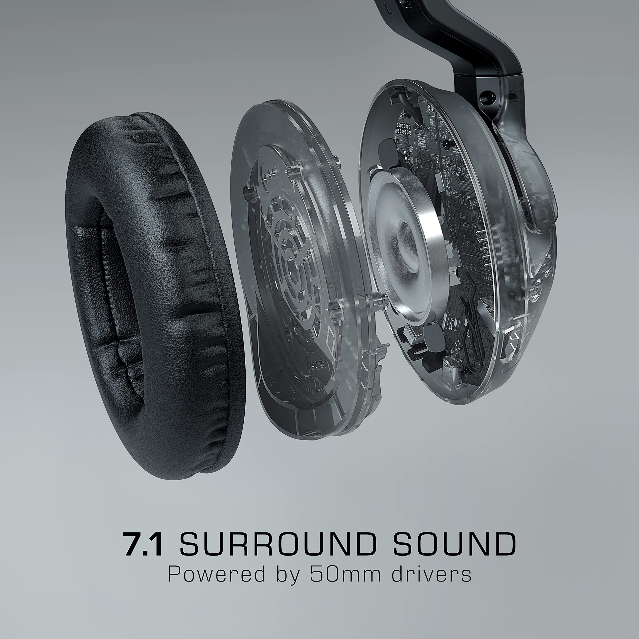 Roccat Elo 7.1 Air Pc Wireless Gaming Headset, Surround Sound Headphones With Detachable Noise Cancelling Microphone, 50Mm Drive