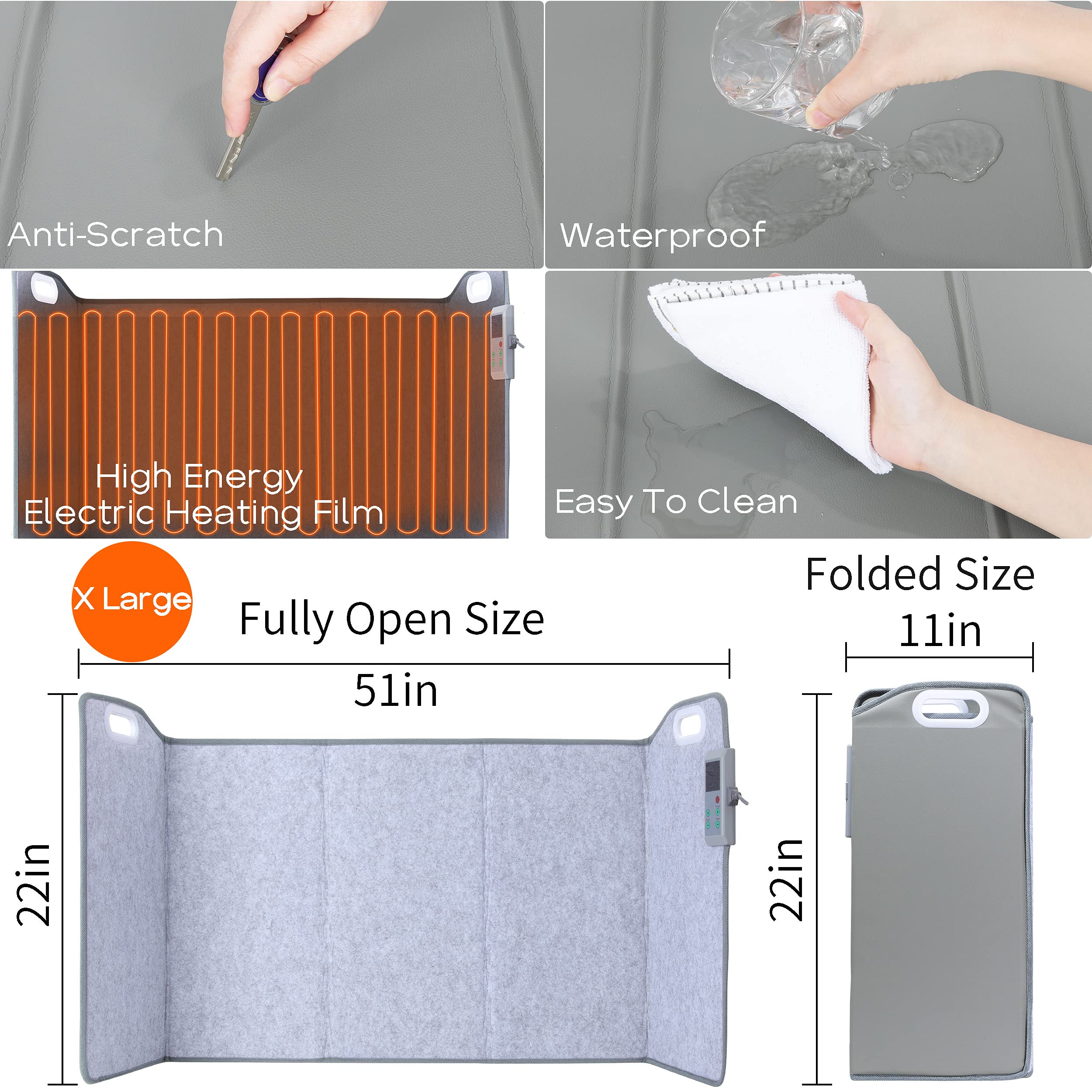 Portable Space Heater For Office And Home, Foldable, Quiet Floor Foot Warmer Under Desk For Leg And Feet, Personal Electric Pane