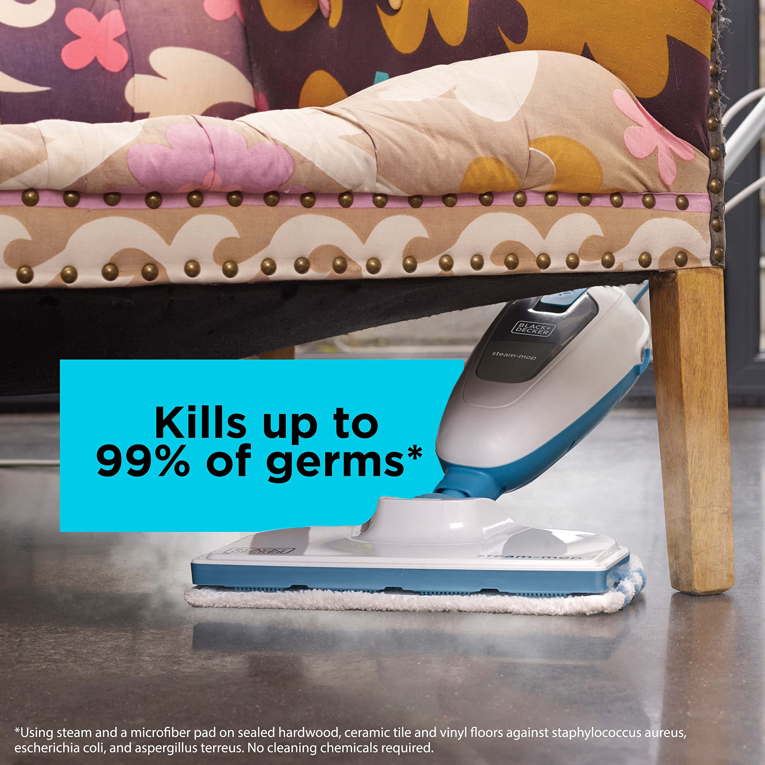 BLACK+DECKER Steam Mop HSM13E1 - White, Efficient Cleaning Tool for Home Use