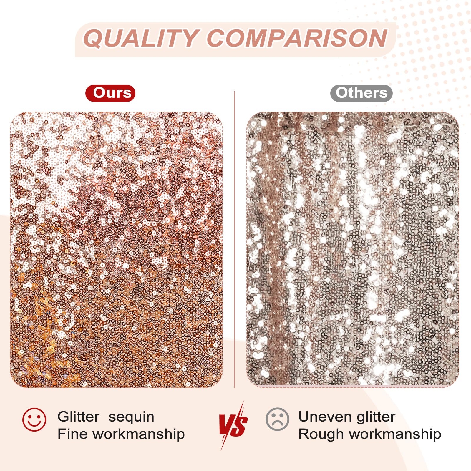 Partydelight 2 Panels Sequin Backdrop Rose Gold Photography 5Ft X 10Ft Curtains