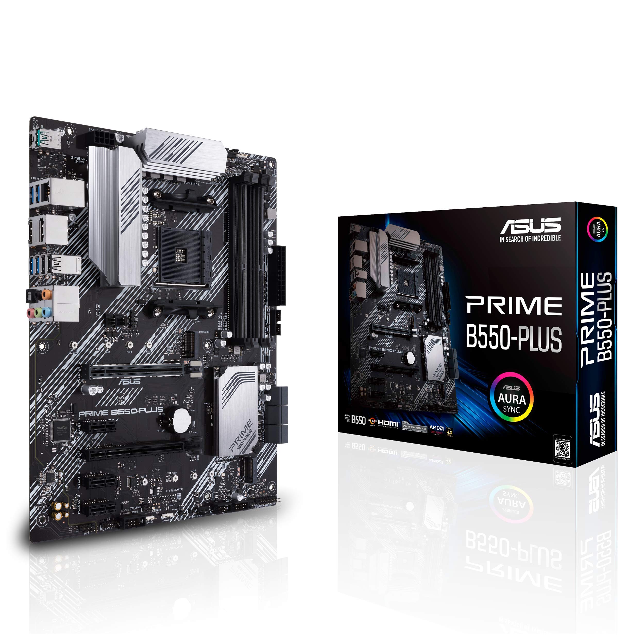 Asus Prime B550 Plus Amd Am4 Zen 3 Ryzen 5000 & 3Rd Gen Ryzen Atx Motherboard (Pcie 4.0, Ecc Memory, 1Gb Lan, Hdmi 2.1, Displayp