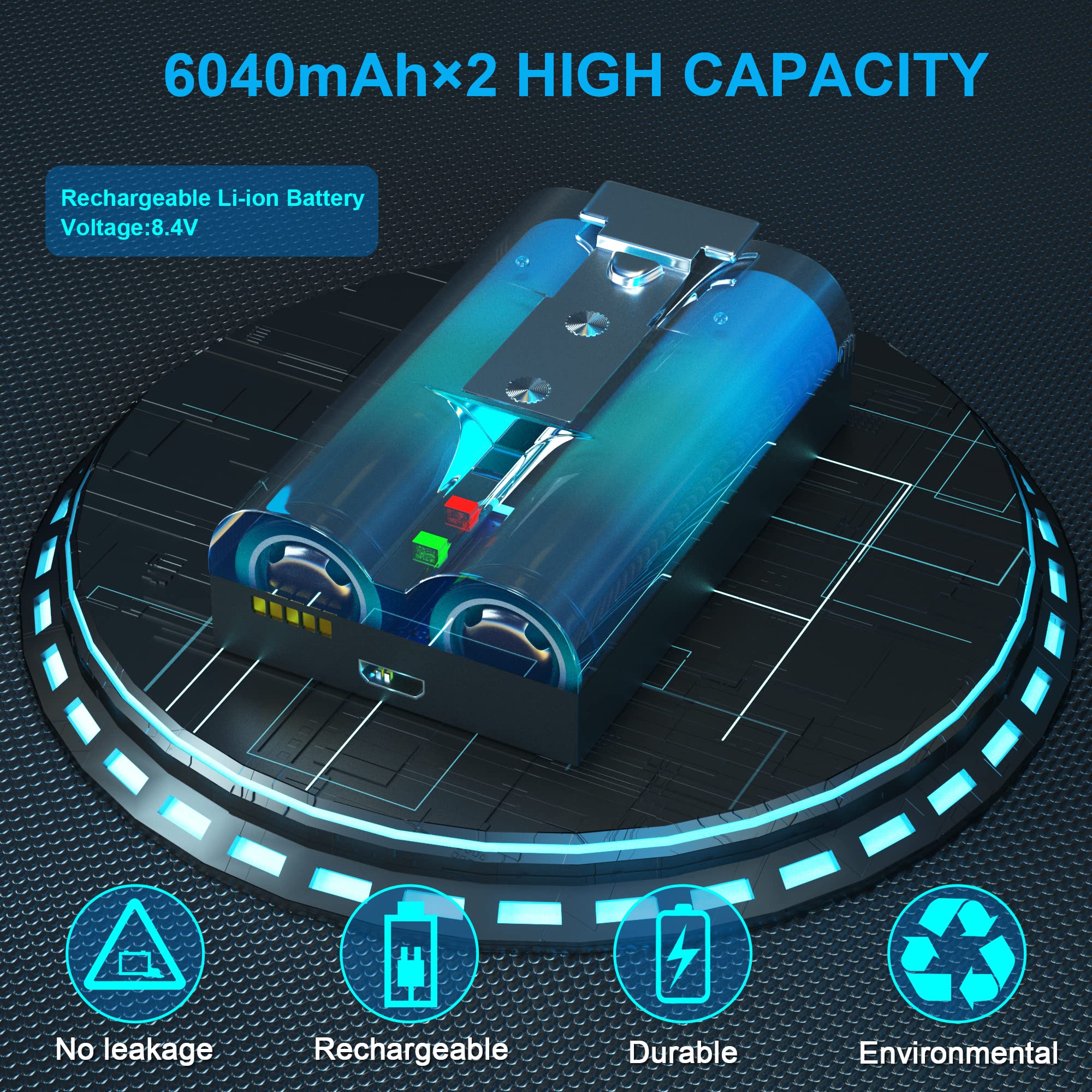 2 Packs 6040Mah Rechargeable Battery And Dual Usb Charging Station Compatible With Ring, For Video Doorbell 2/3/4 And Spotlight
