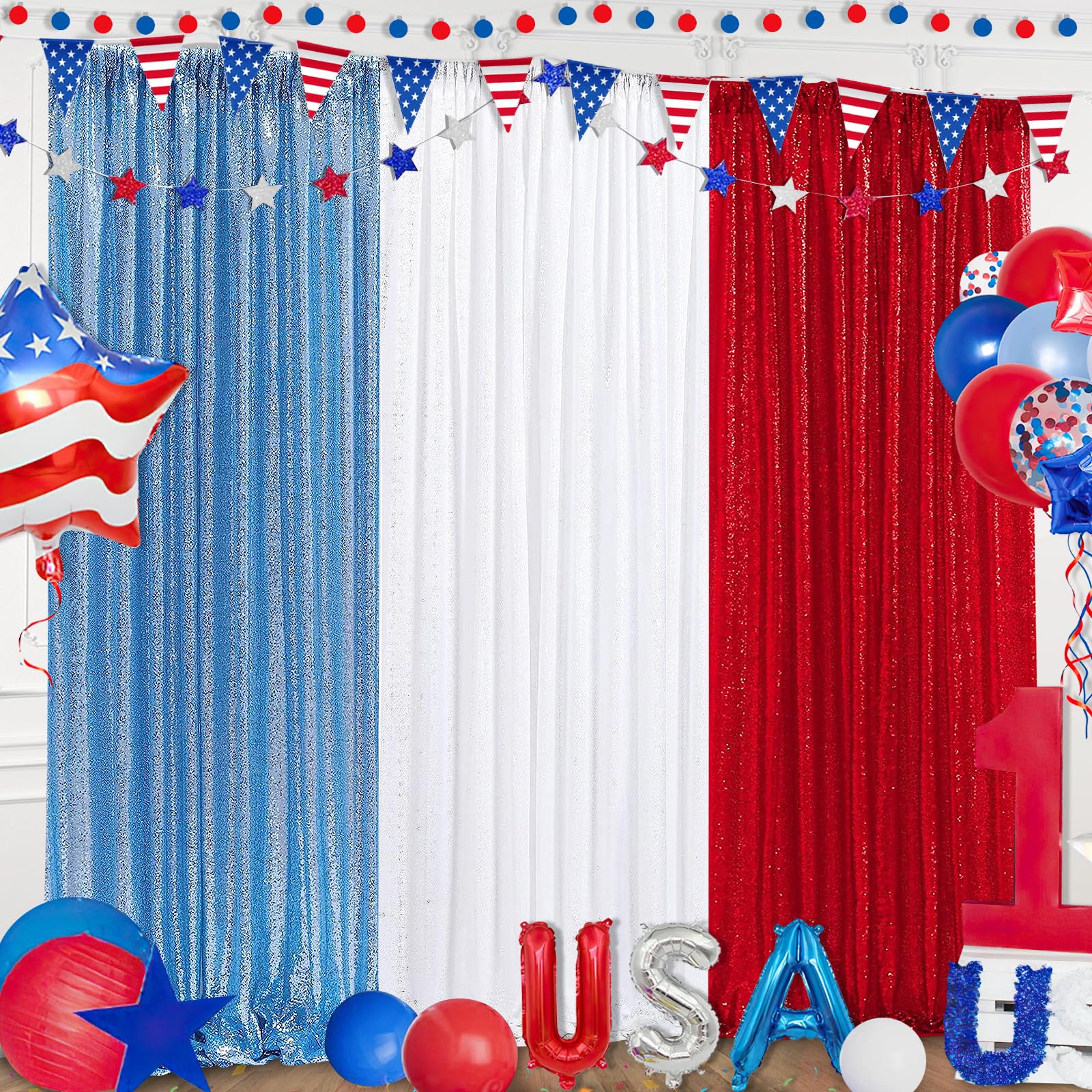 White Sequin Backdrop Curtain 4 Pack 2Ft X 8Ft Backdrop Birthday Party Backdrop Wedding Ceremony Background