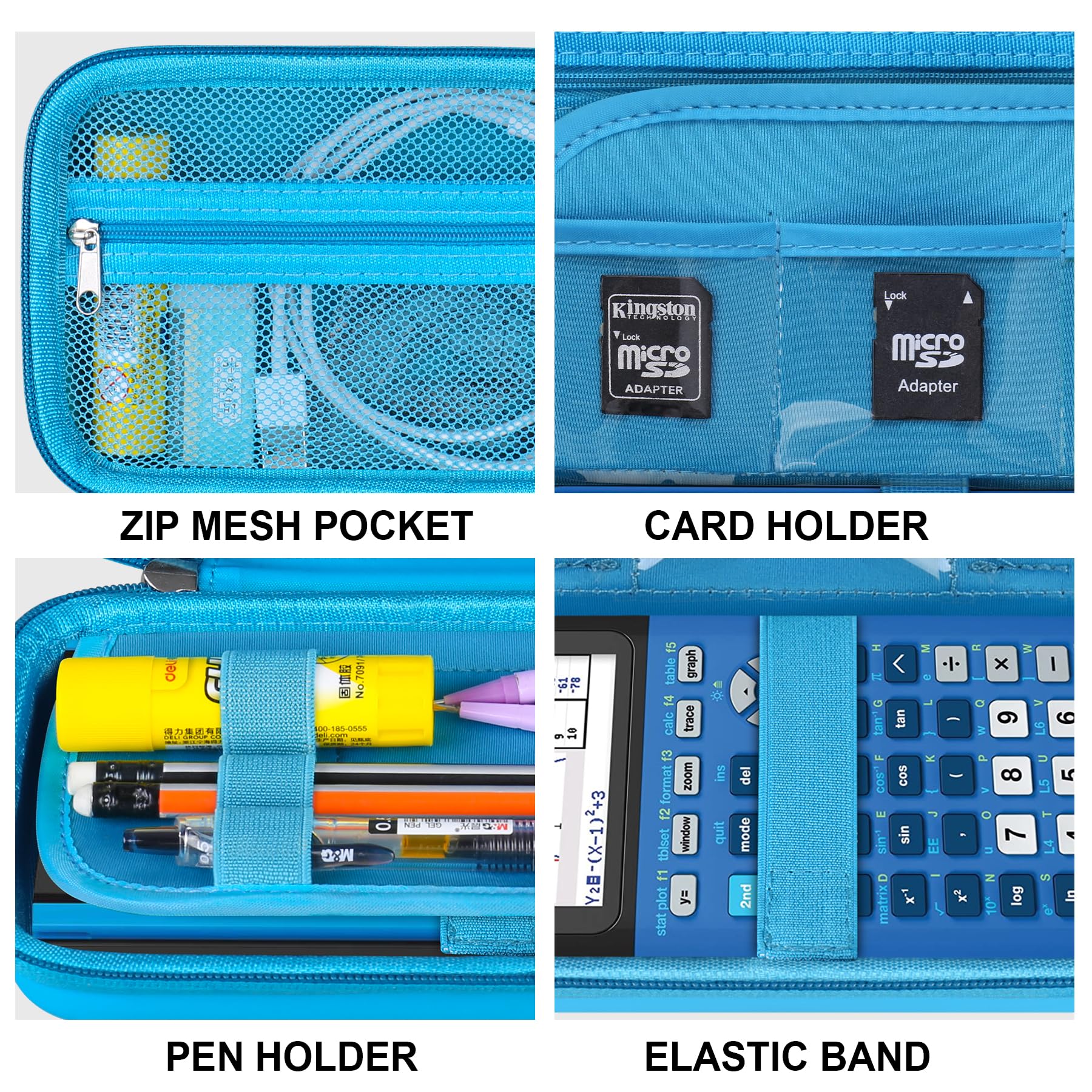 Supmay Hard Case for TI-84 Plus CE TI-84 Plus TI-83 Plus CE Casio fx-9750GIII Calculator with Mesh Pockets Blue