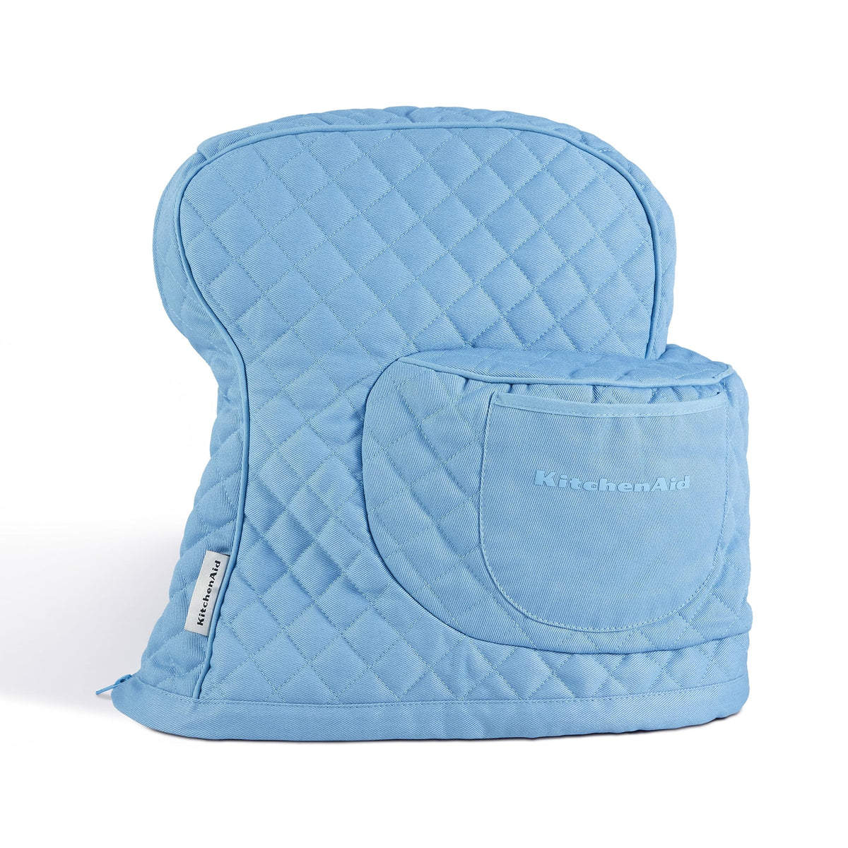 Kitchenaid Fitted Tilt Head Solid Stand Mixer Cover With Storage Pocket, Quilted 100% Cotton, Blue Velvet, 14.4''X18''X10''