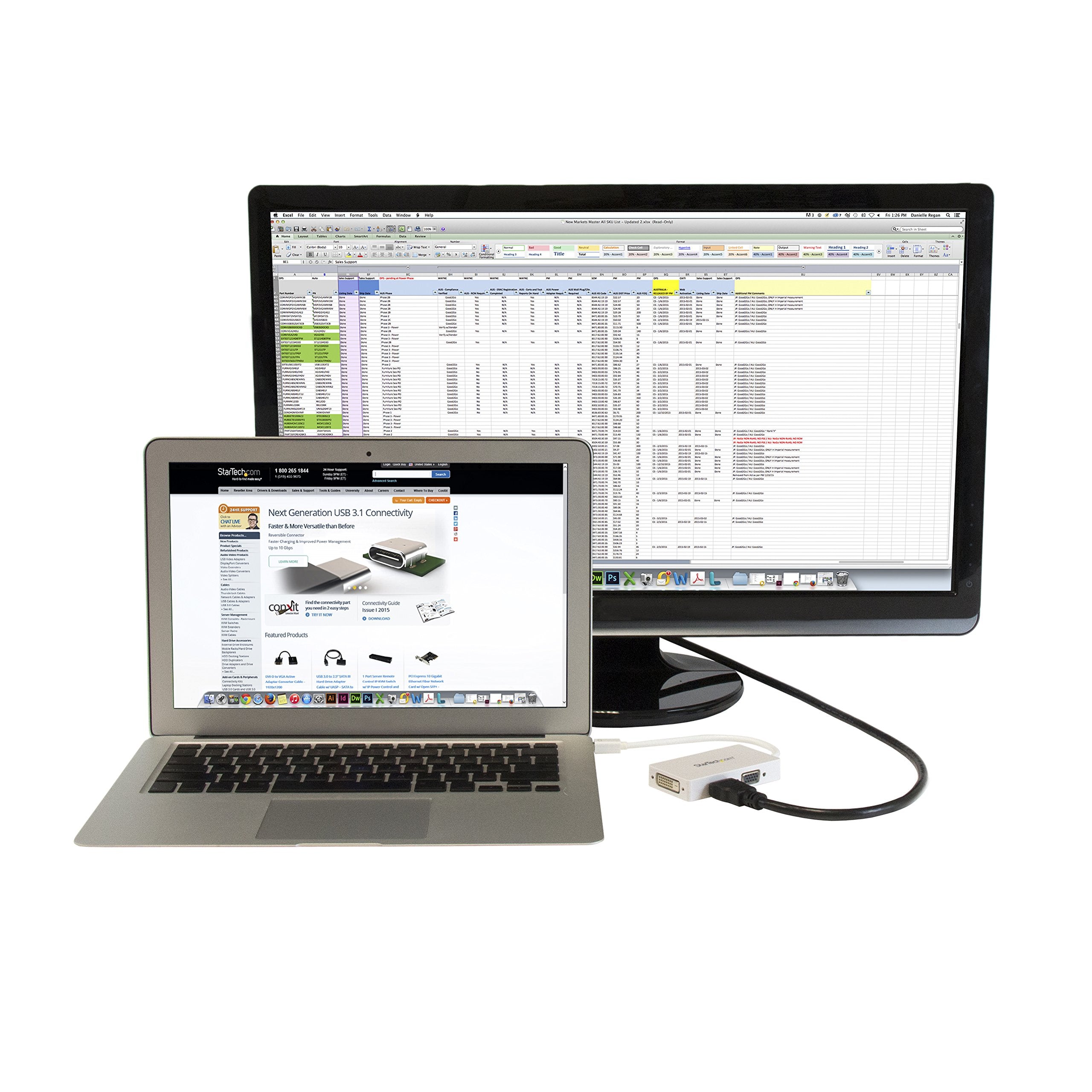 Startech.Com Travel A/V Adapter: 3-In-1 Mini Displayport To Vga Dvi Or Hdmi Converter - White (Mdp2Vgdvhdw)