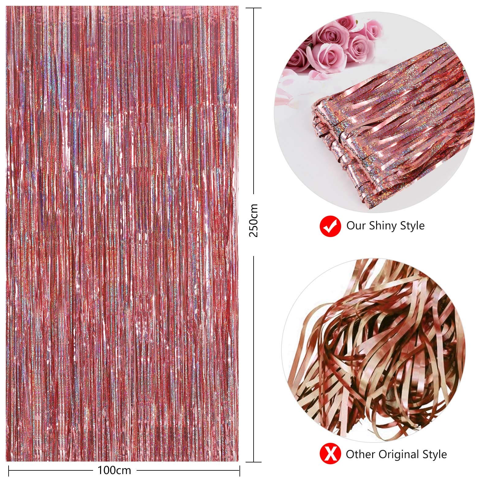 Foil Fringe Backdrop,Cylmfc 3Ft X 8Ft Tinsel Foil Fringe Curtains,Sparkle Fringe Curtains For Party Photo Background Decoration,