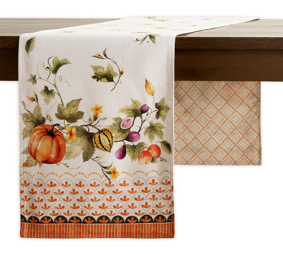 Maison D Hermine Pumpkin Garden   Cloudy Cream 100 Cotton Table Runner Farmhouse Tabletop Cover For Home Kitchen Dining Dacor Di