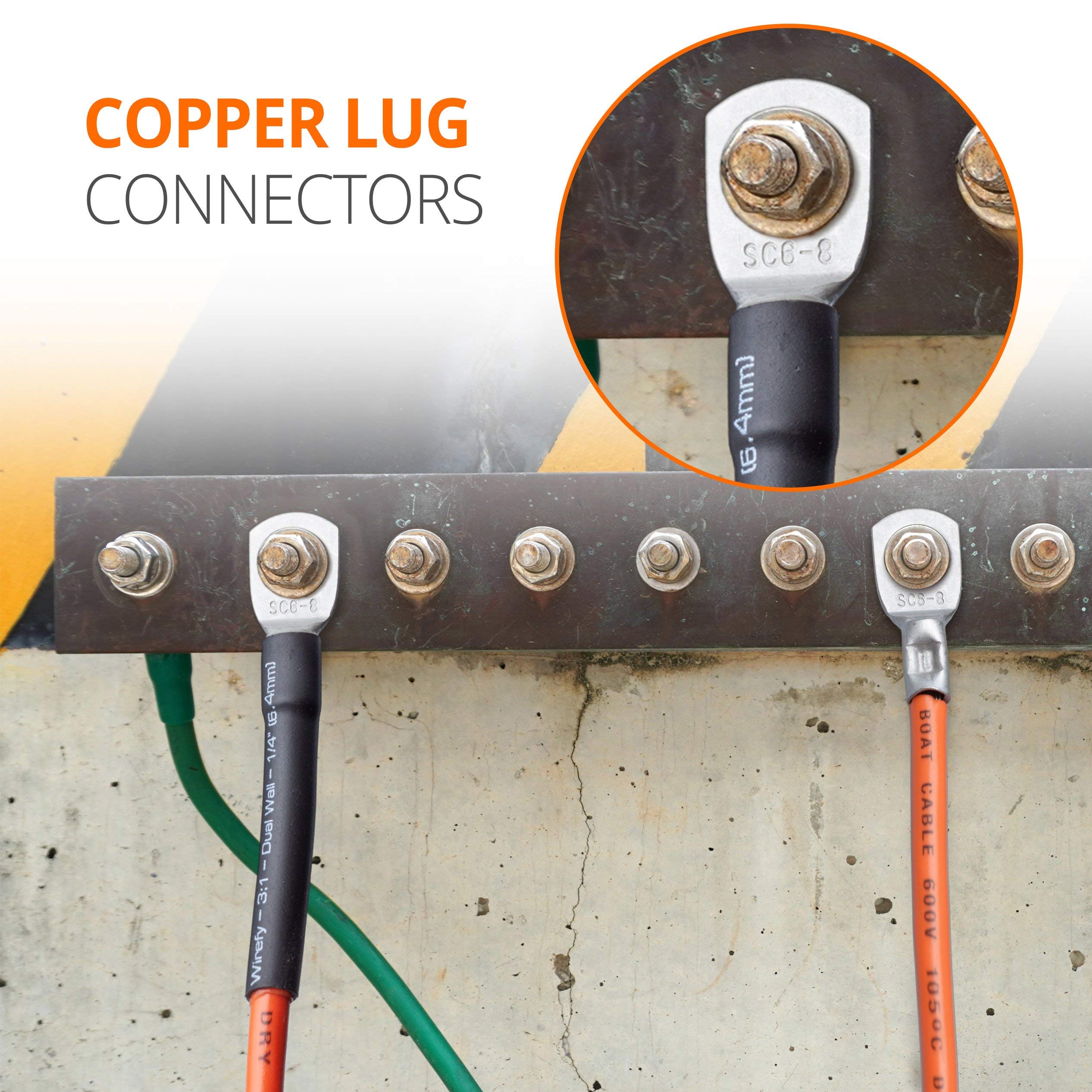 Wirefy 120 Pcs Tinned Copper Wire Lugs Kit   Battery Lugs   Crimp Battery Cable Ends   Ring Terminals   10 4 Gauge | Copper Cabl