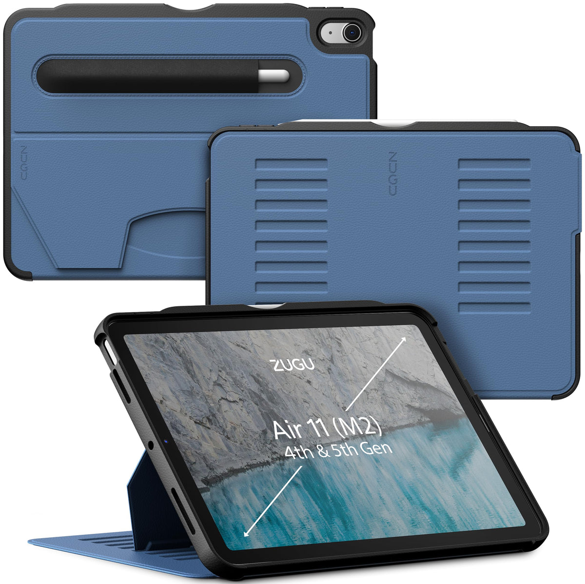Zugu Case For Ipad Air 11 (2024) Ipad Air 4 & 5 10.9 Inch (2020/2022)   Protective, Ultra Thin, Magnetic Stand, Sleep/Wake Cover   Slate Blue