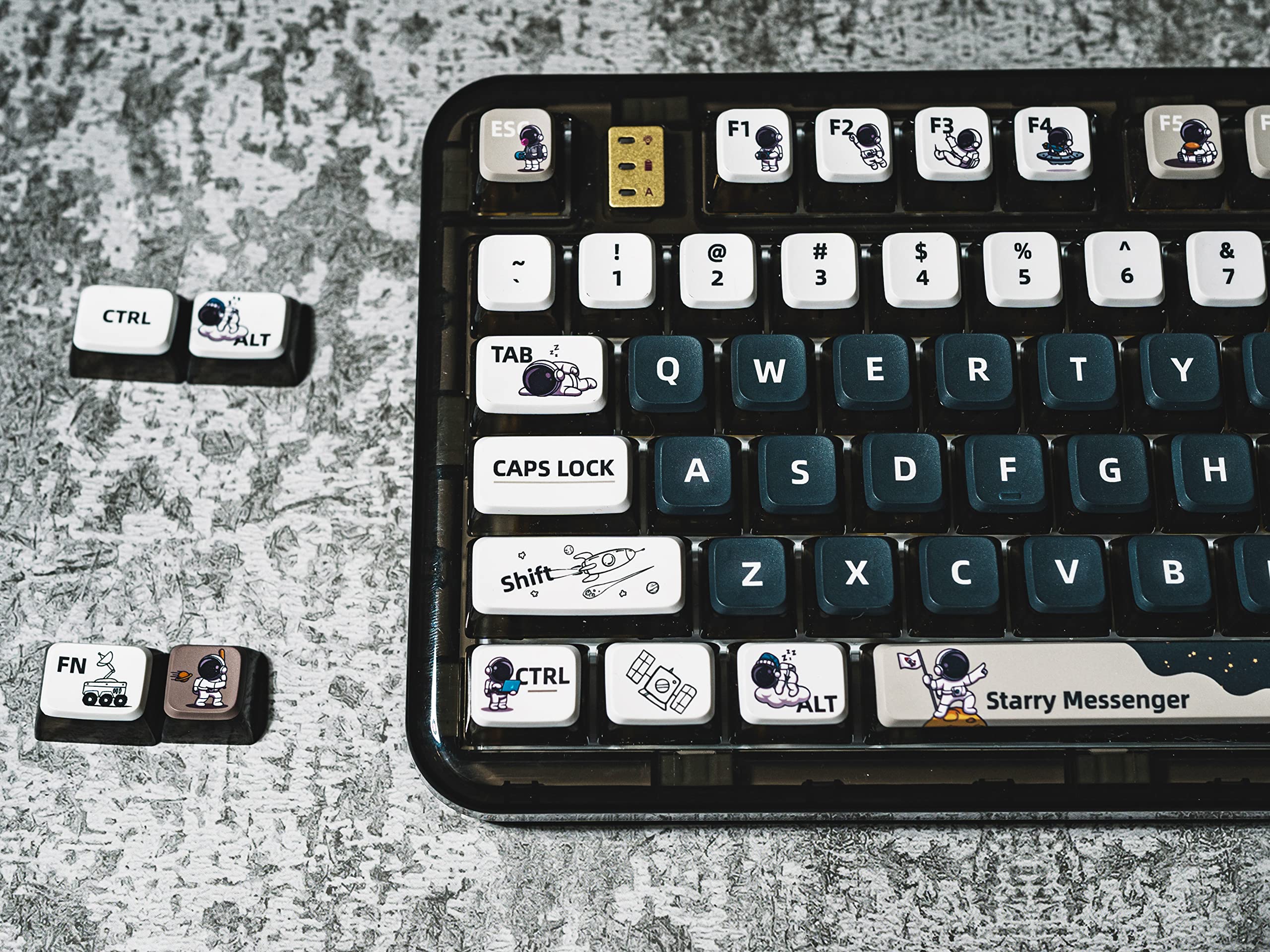 Pbt Pudding Keycaps, Astronaut Theme Keycaps, 117Keys Sublimation Keycap Set, Asa Profile Custom Keycaps For Cherry Gateron Mx S