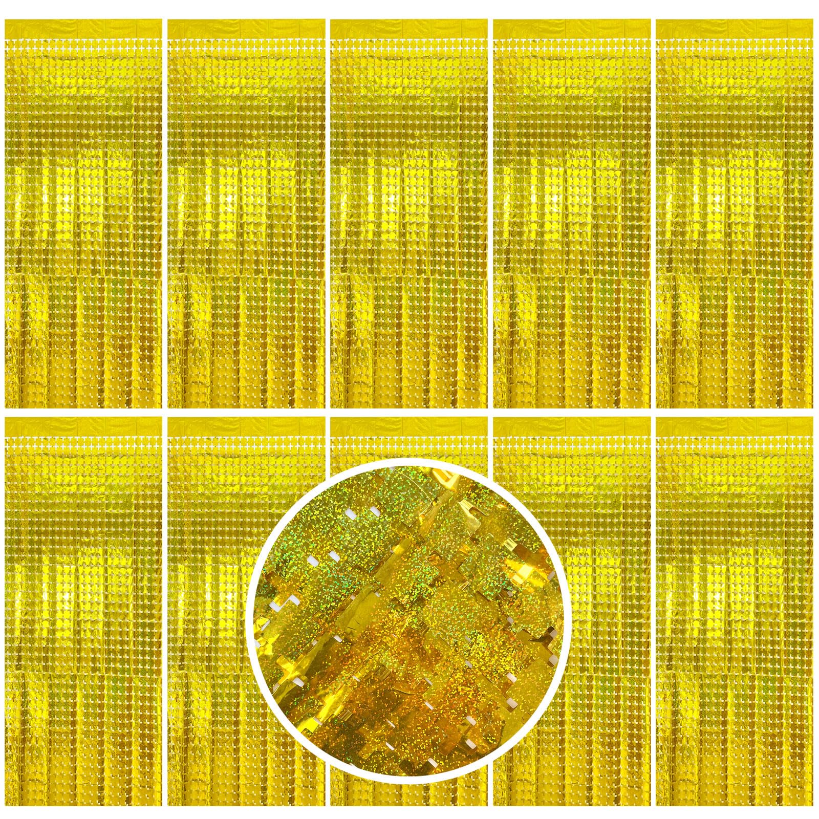 Square Tinsel Curtain Party Backdrop   10Pcs Glitter Foil Fringe Curtain Party Decor Gold Photo Booth Backdrop Streamers For Bir