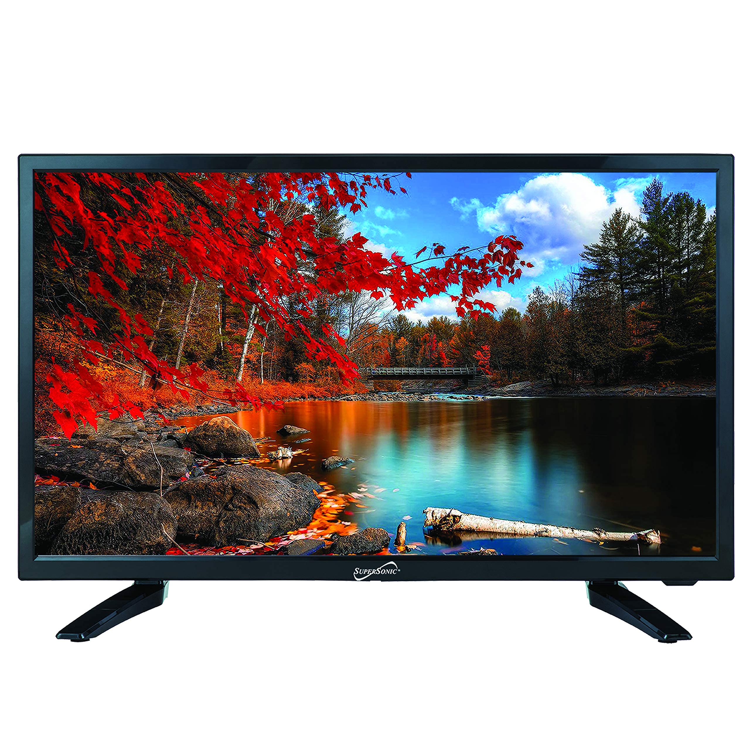 Supersonic SC-2411 23.6 DLED HDTV with Built-in Dual Tuners, HDMI Input, 1080p Resolution, 178 Viewing Angle, USB Compatible, Re