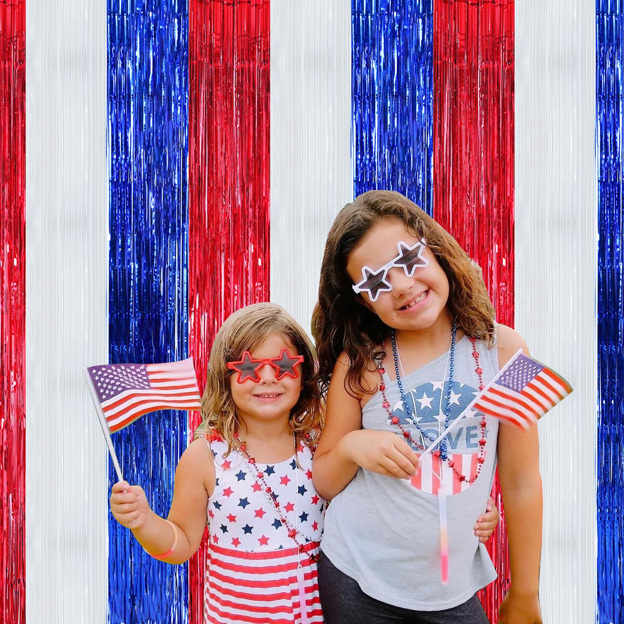 Beishida 3 Pcs Red Blue White Door Streamers Curtain July 4Th Party Streamers Backdrop 4Th Of July Party Wall Background For Par