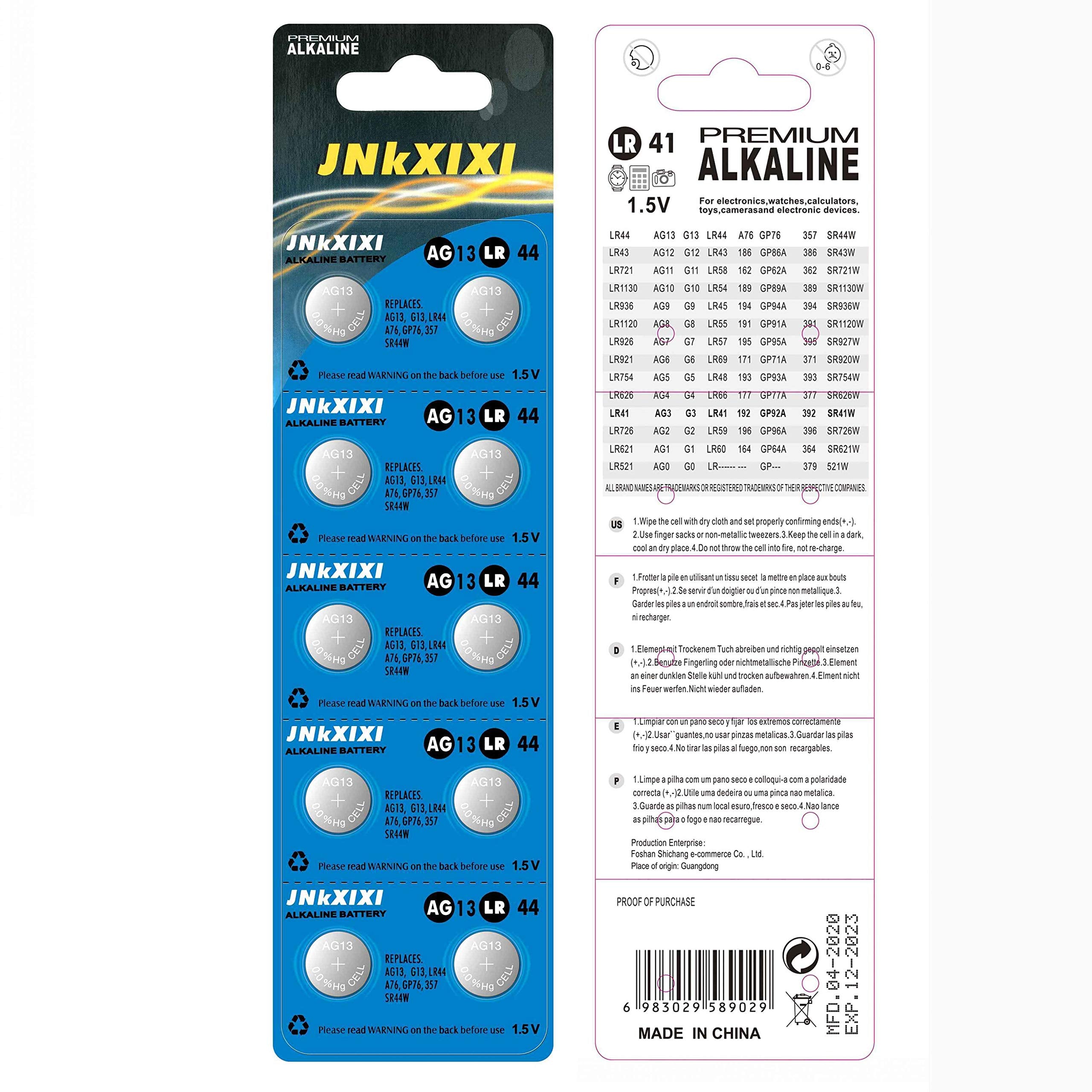 JNKXIXI LR44 AG13 1.5 Volt Alkaline Button Coin Cell Batteries 20 Pack