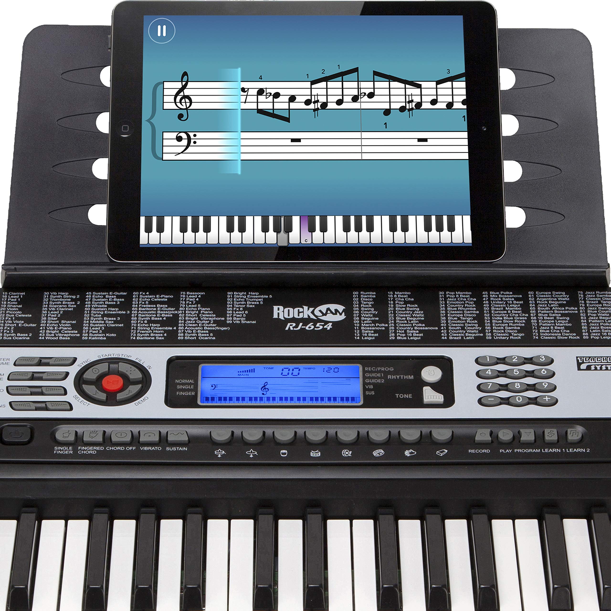 Rockjam 54 Key Keyboard Piano With Power Supply, Sheet Music Stand, Piano Note Stickers & Simply Piano Lessons