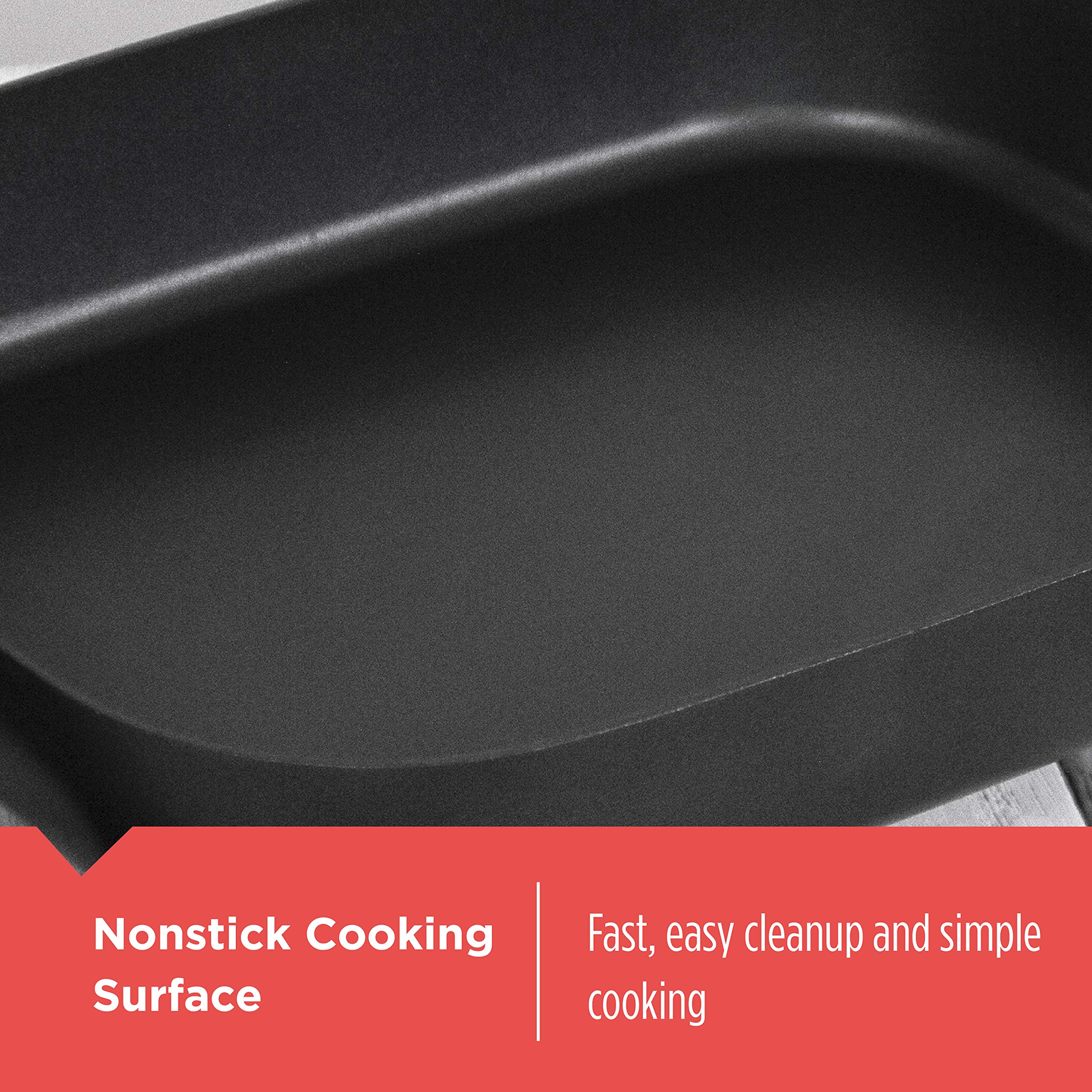 Black+Decker Electric Skillet, Variable Temperature Control, Nonstick Cooking Surface, Dishwasher Safe, Tempered Glass Lid, 12X1