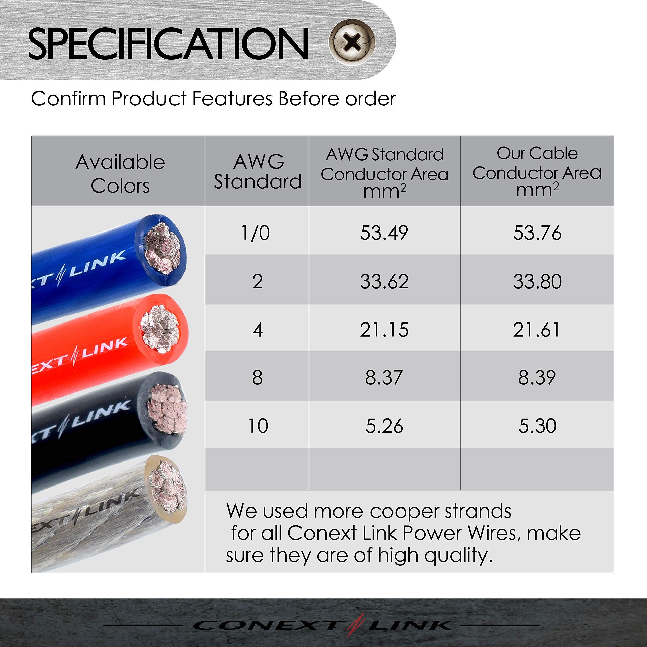 Conext Link 25 Ft 10 Awg Frost Blue Ofc Copper Vehicle Amplifier Battery Wire