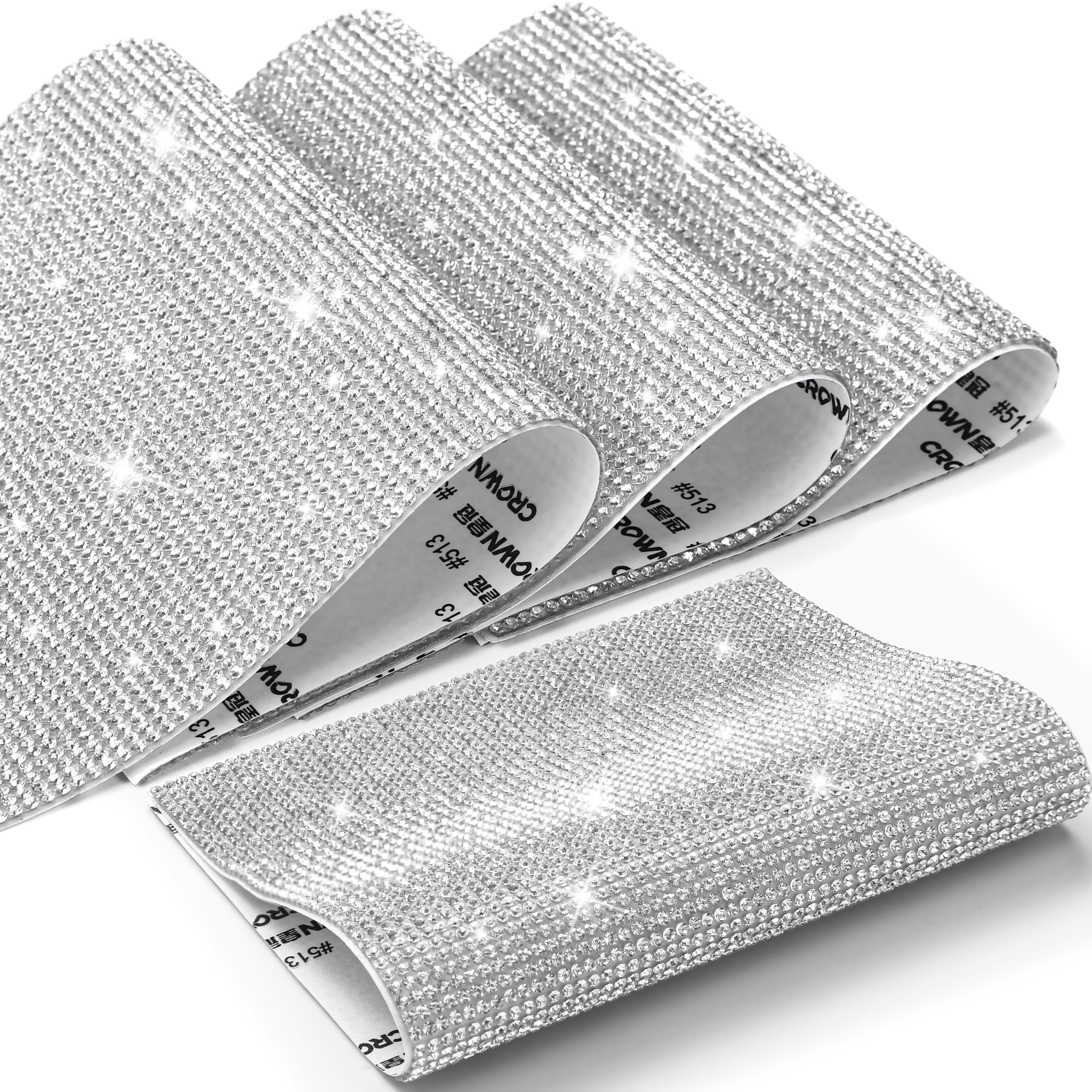 Facmogu 3Pcs Microphone Handle Cover Stickers, Bling Rhinestone Sheets Self Adhesive Microphone Sleeve Sparkly Glitter Mic Handl