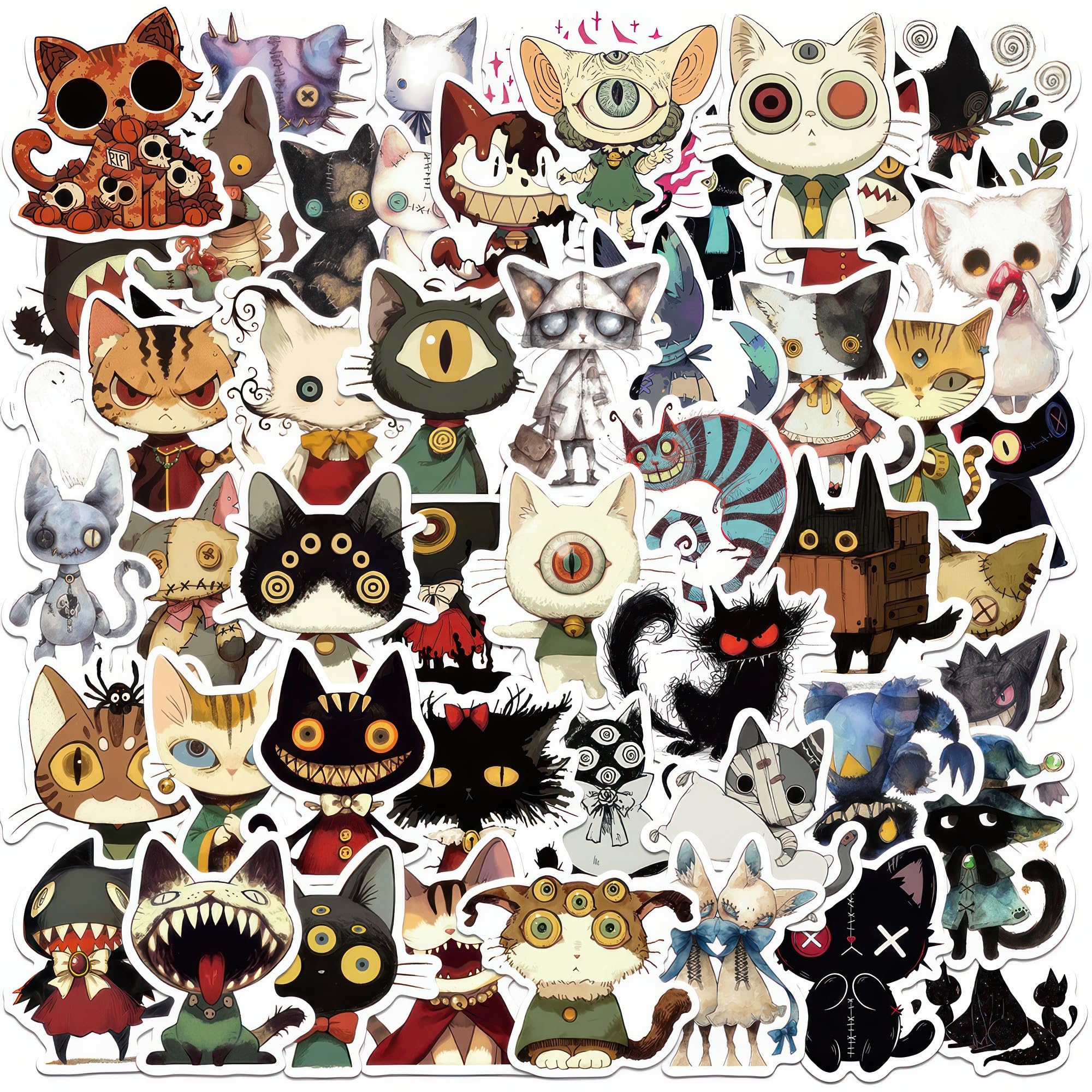 Witchy Stickers 50 Horror Stickers Black Cat Stickers For Adults Teens Gothic Cat Accessories Fairy Tale Stickers Cat Meme Stick