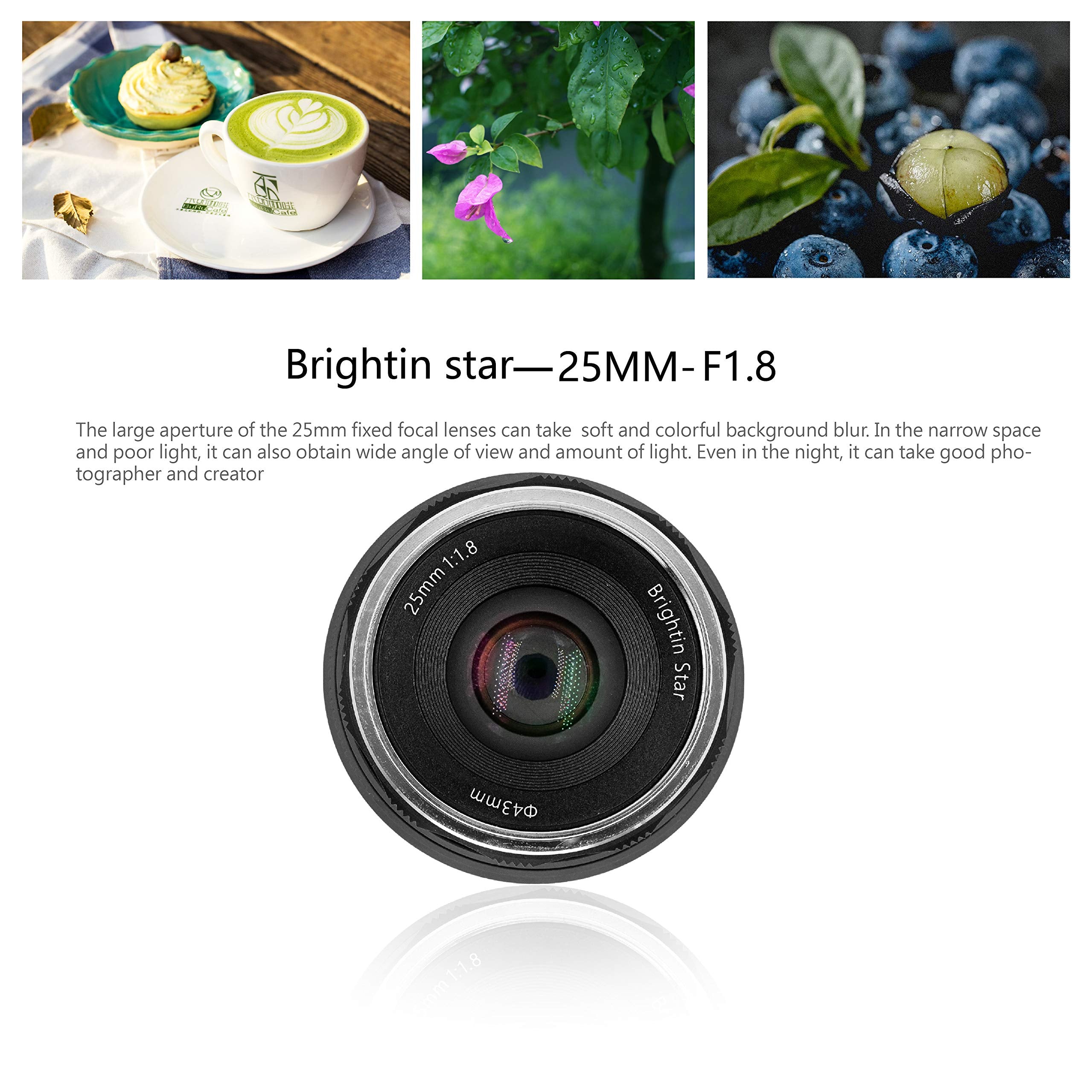 Brightin Star 25Mm F1.8 Wide Angle Manual Focus Prime Lens For Fujifilm Xf Mount Mirrorless Cameras  Aps C Mf Large Aperture Fix