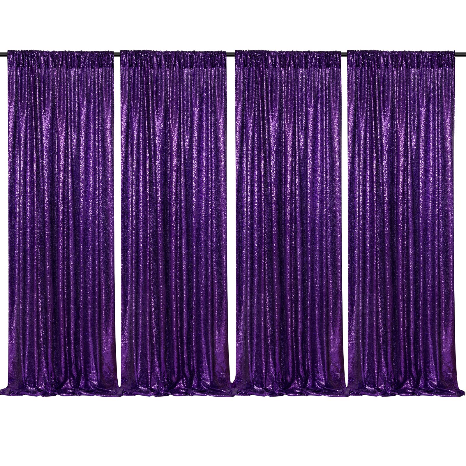 Purple Sequin Backdrop 4 Panels 2Ftx8Ft Photo Background Glitter Party Backdrop Curtains For Wedding Baby Shower Stage Decoratio