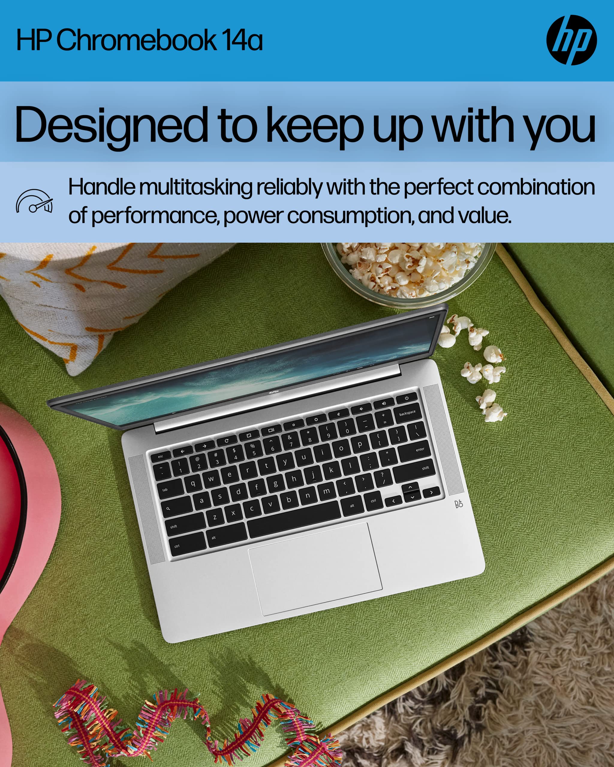 Hp Chromebook 14 Laptop, Intel Celeron N4120, 4 Gb Ram, 64 Gb Emmc, 14'' Hd Display, Chrome Os, Thin Design, 4K Graphics, Long B